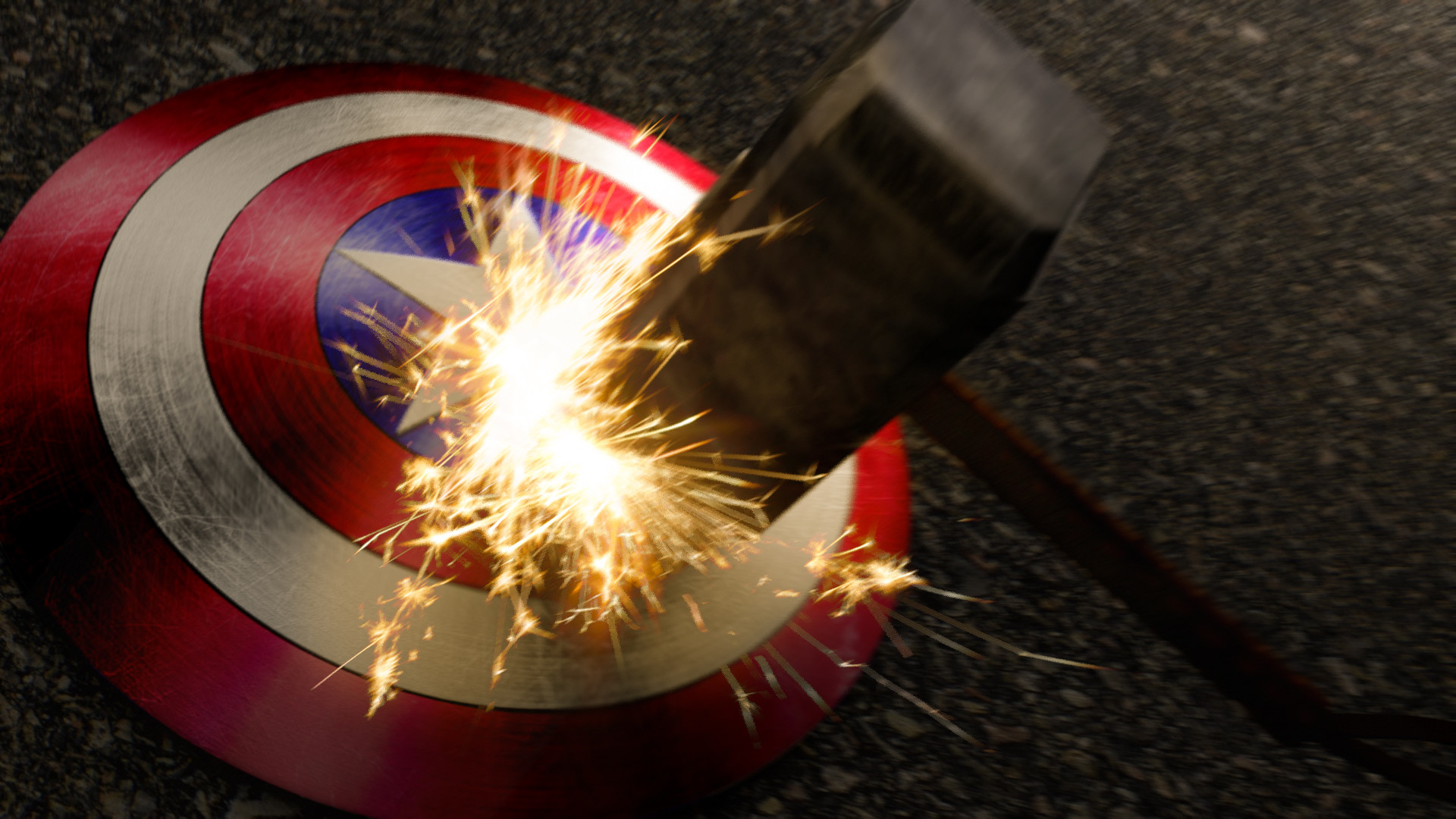 Shield Captain America With Thor'S Hammer Wallpapers