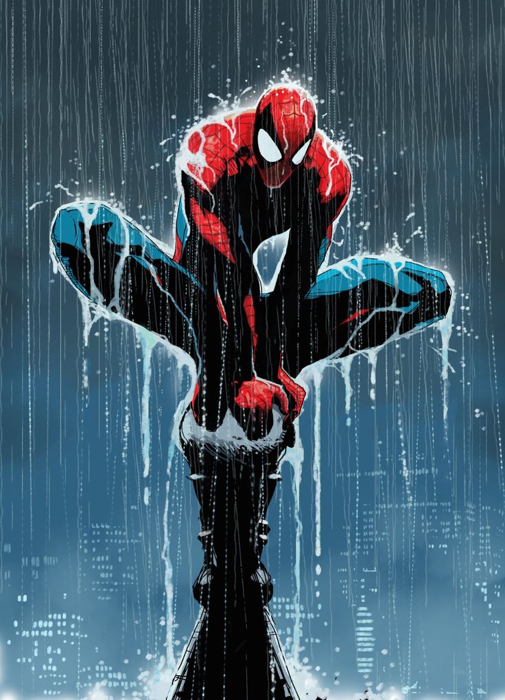 Spider Man Flying In Rain Wallpapers