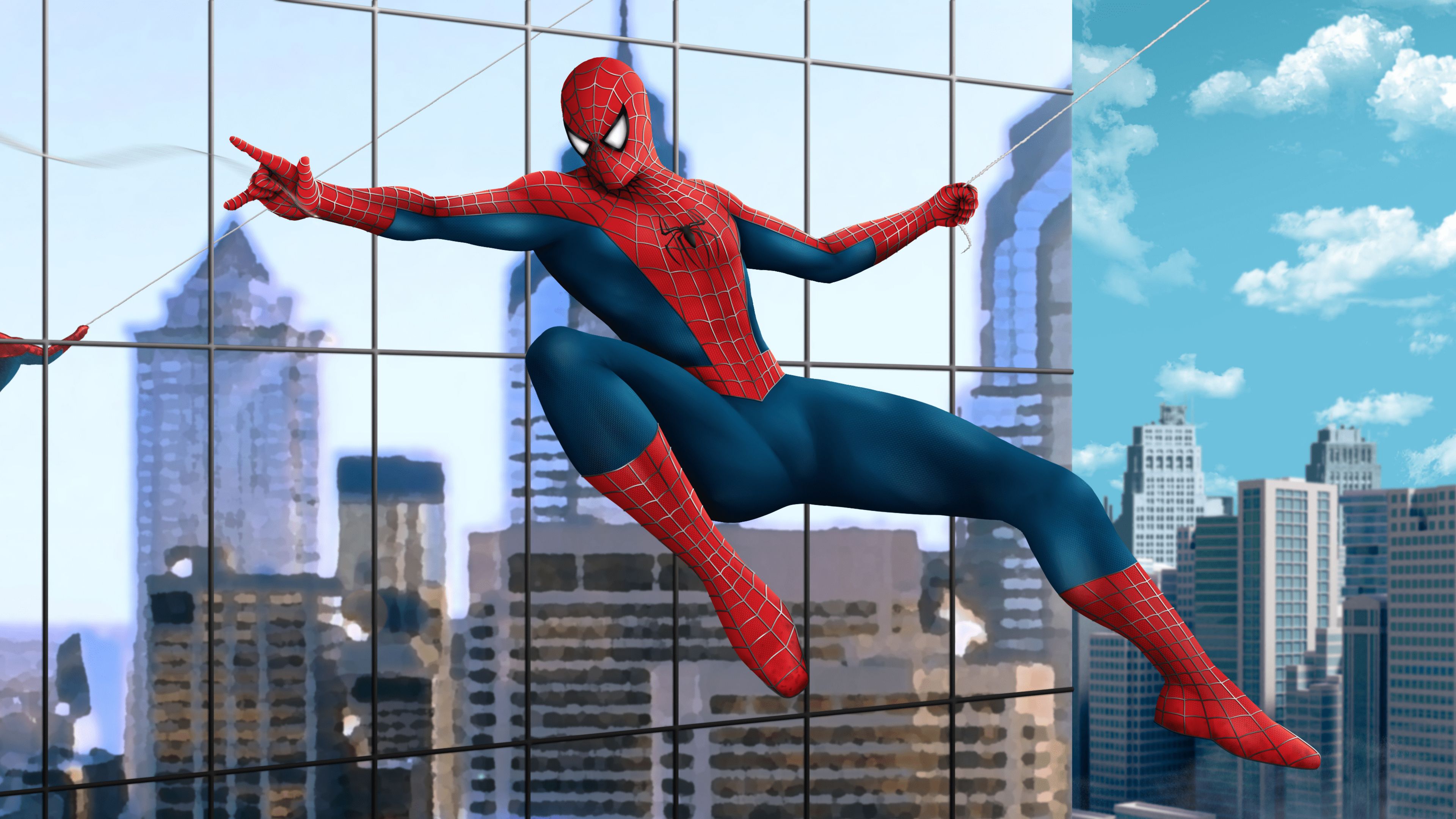 Spider Man Flying In Rain Wallpapers