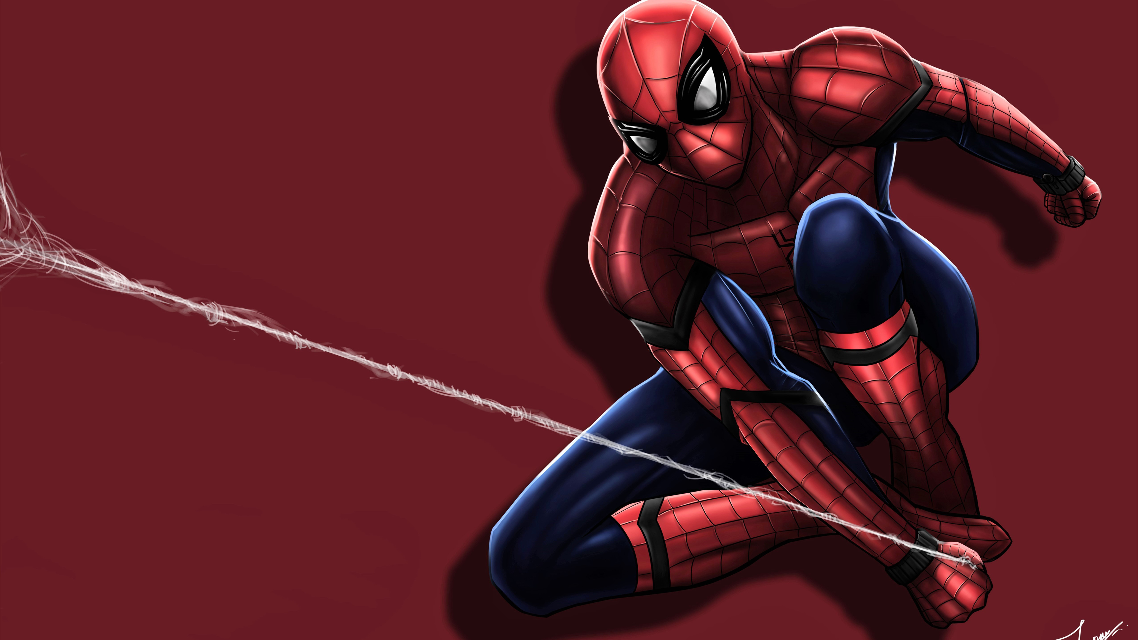 Spider-Man In The Web Digital Art Wallpapers