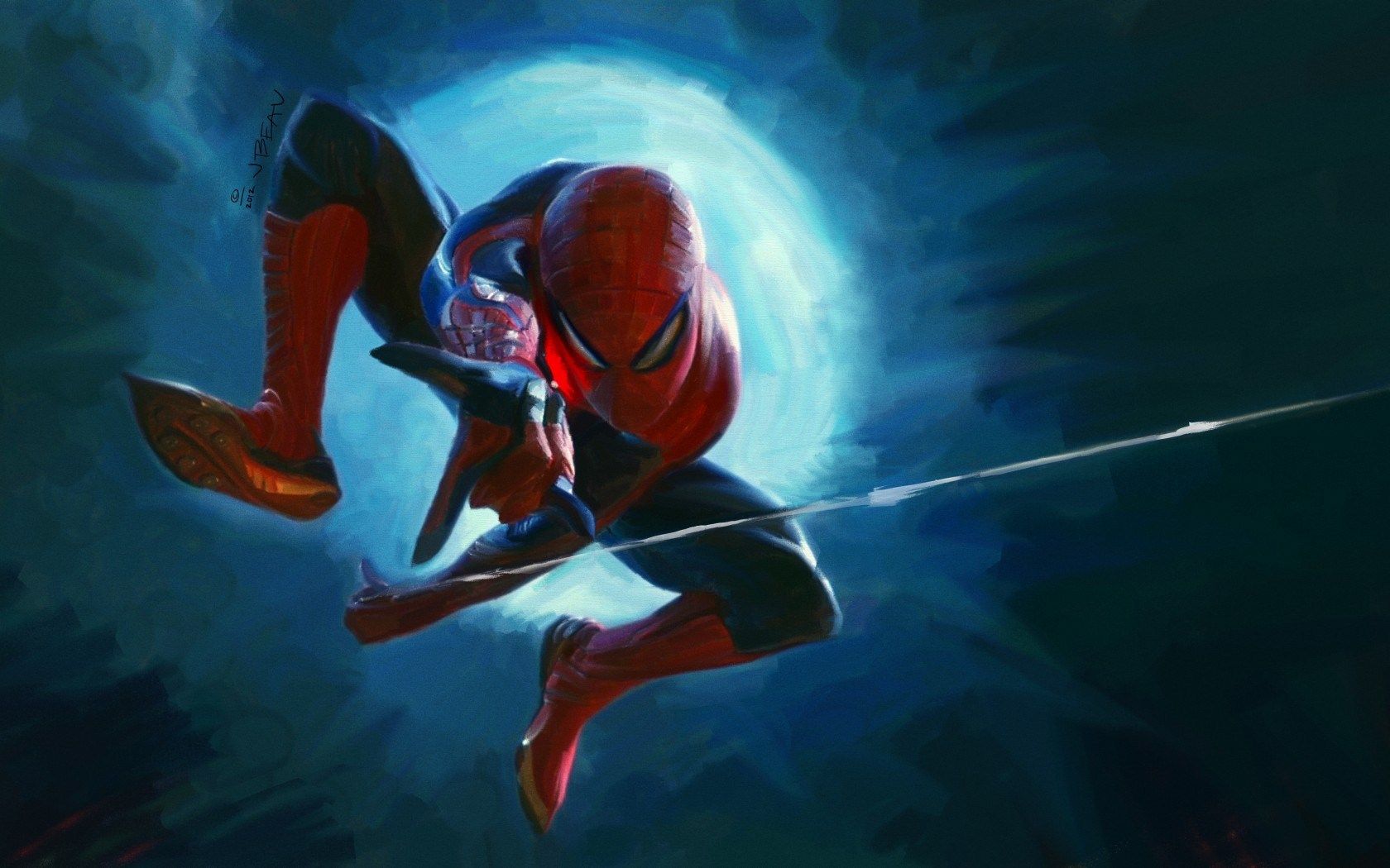 Spider-Man In The Web Digital Art Wallpapers