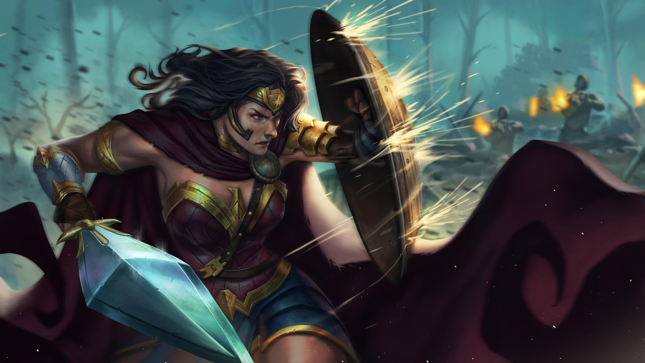 Wonder Woman With Sword And Shield Wallpapers