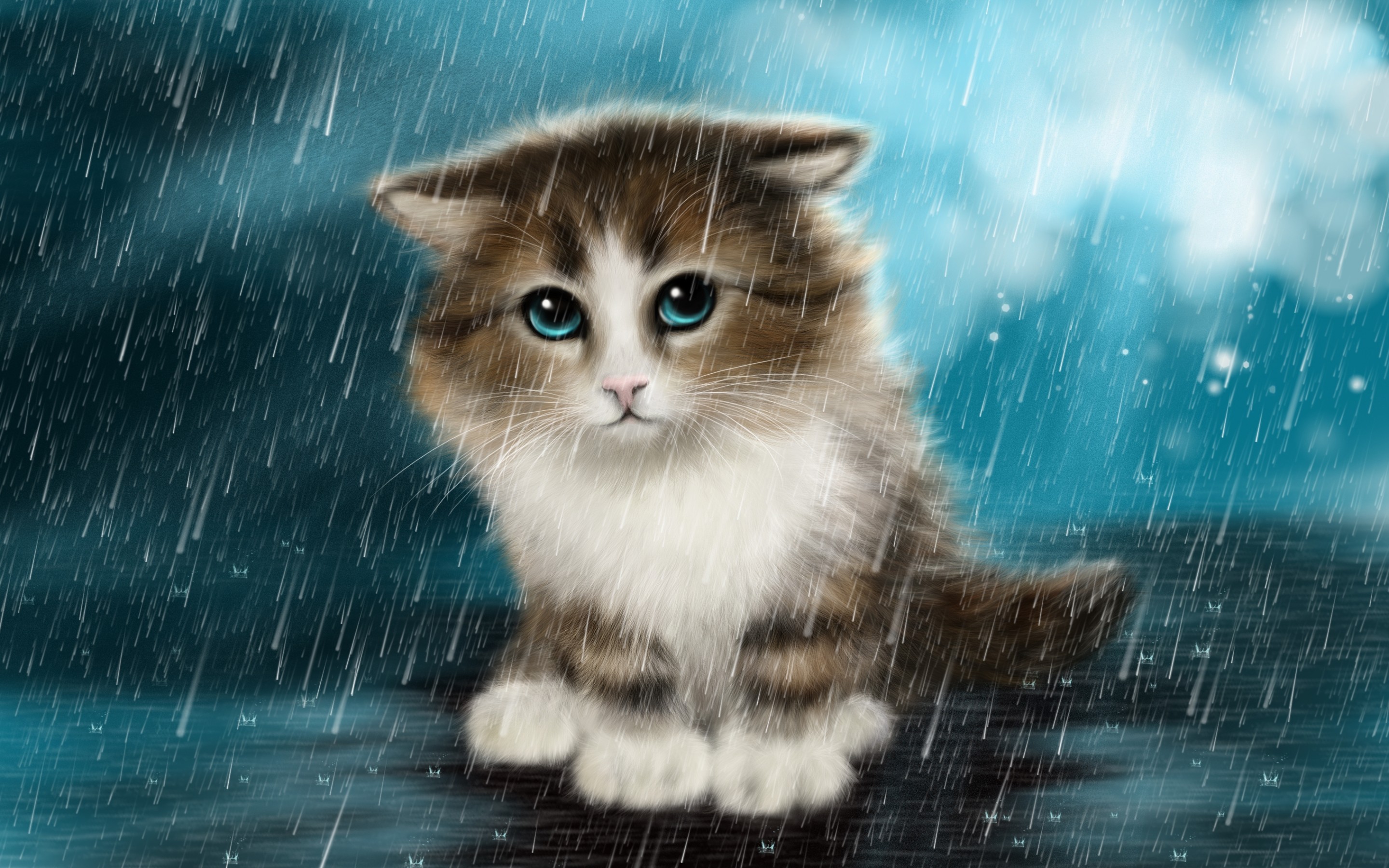 4K Girl In The Rain With Cat Wallpapers