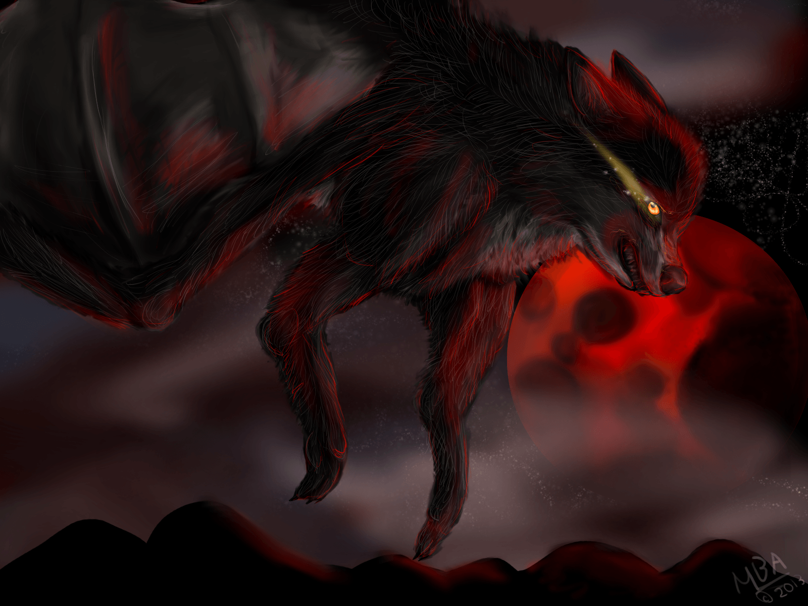 Anime Black And Red Wolf Wallpapers