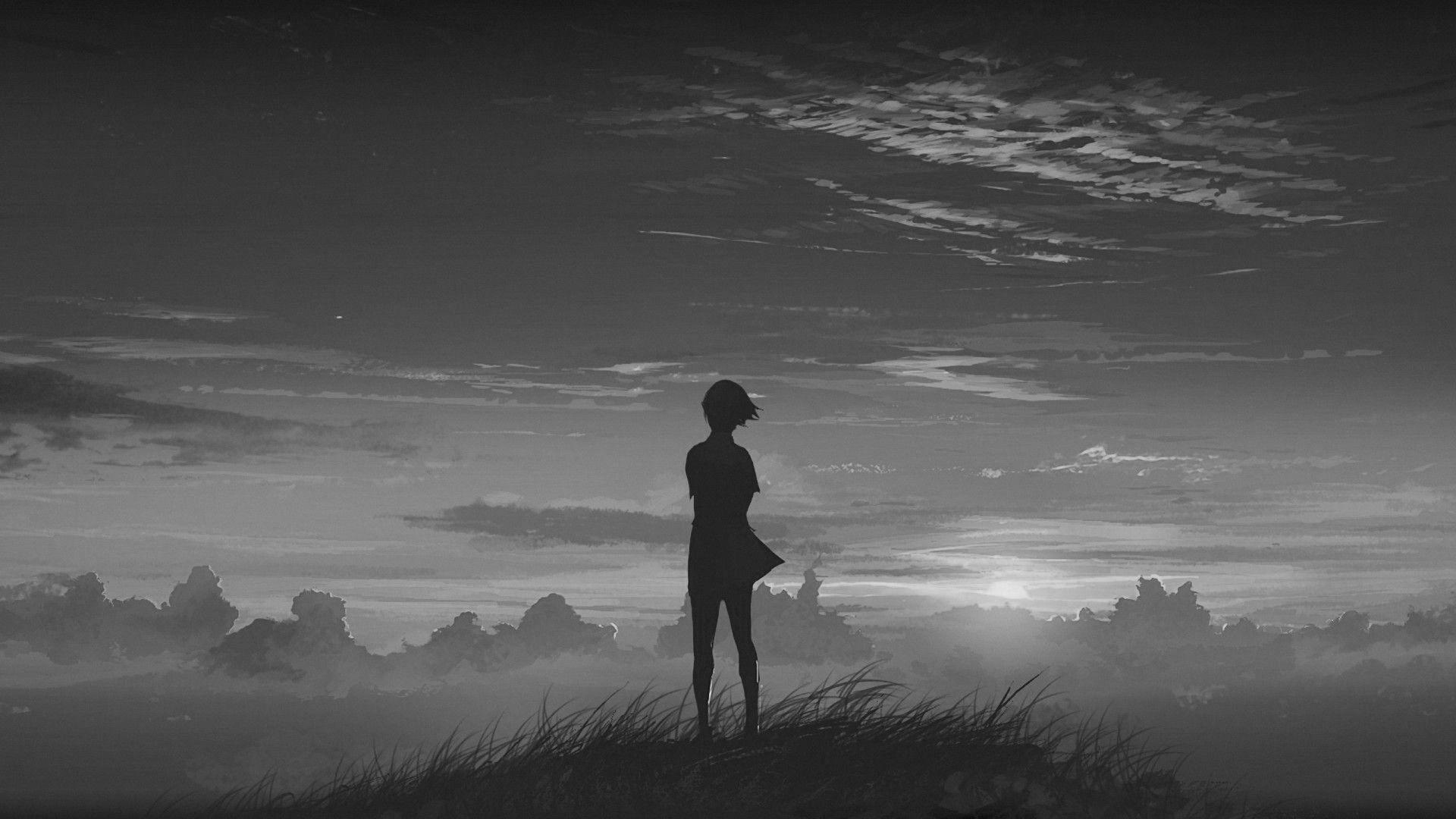 Anime Black And White Scenery Hd Wallpapers