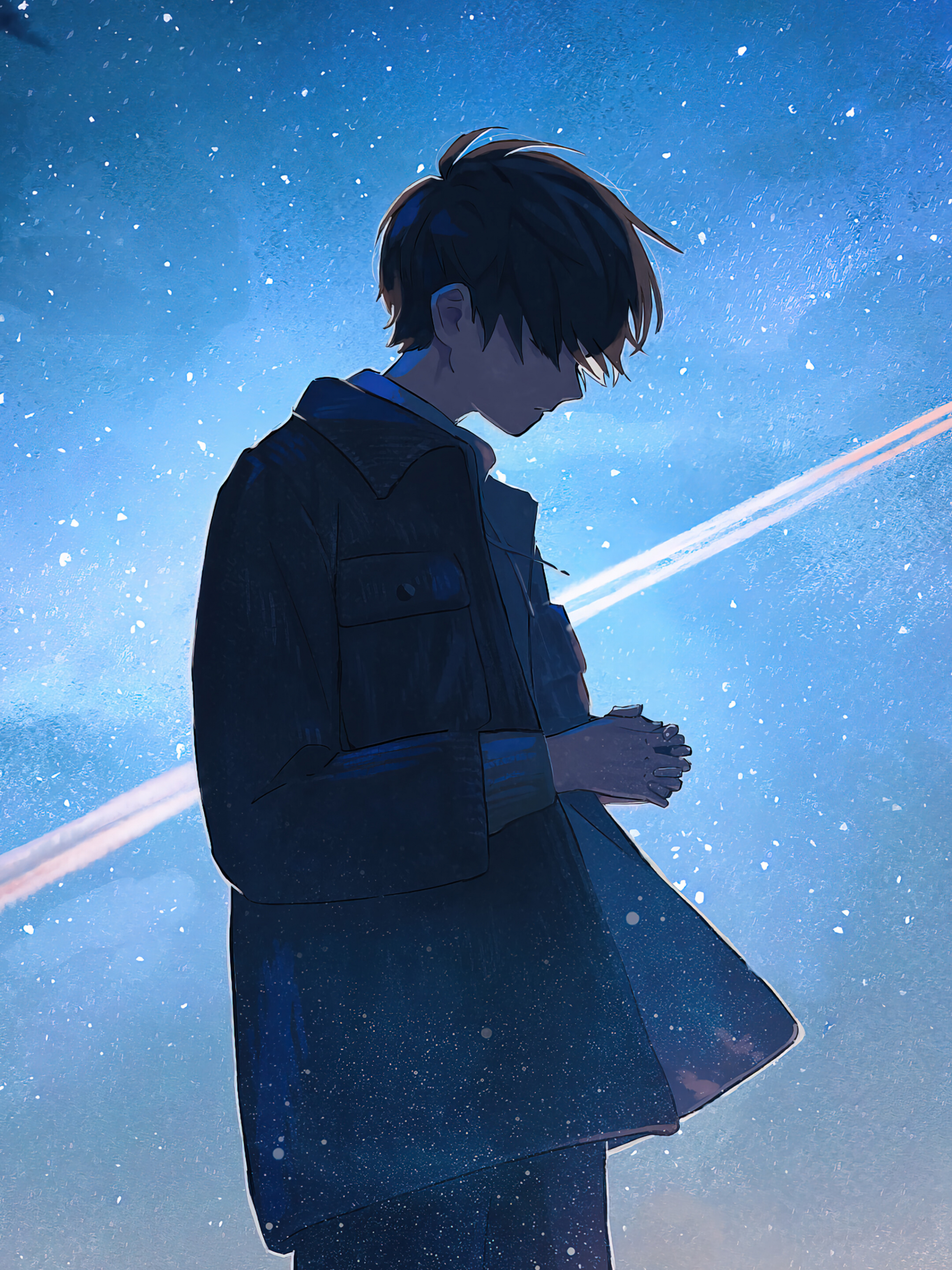 Anime Boy Sitting Alone Wallpapers