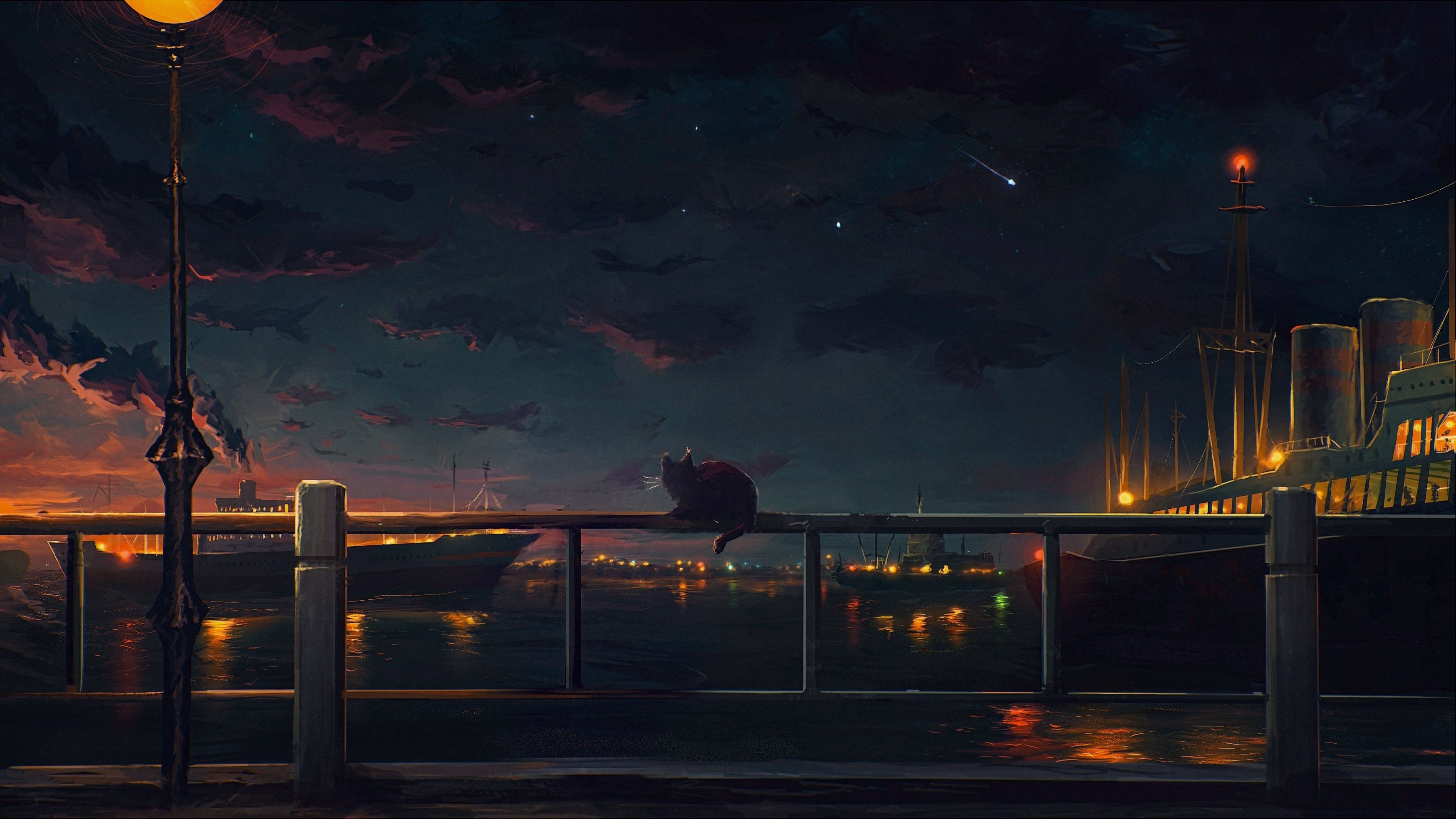 Anime City Lights At Night Aesthetic Wallpapers