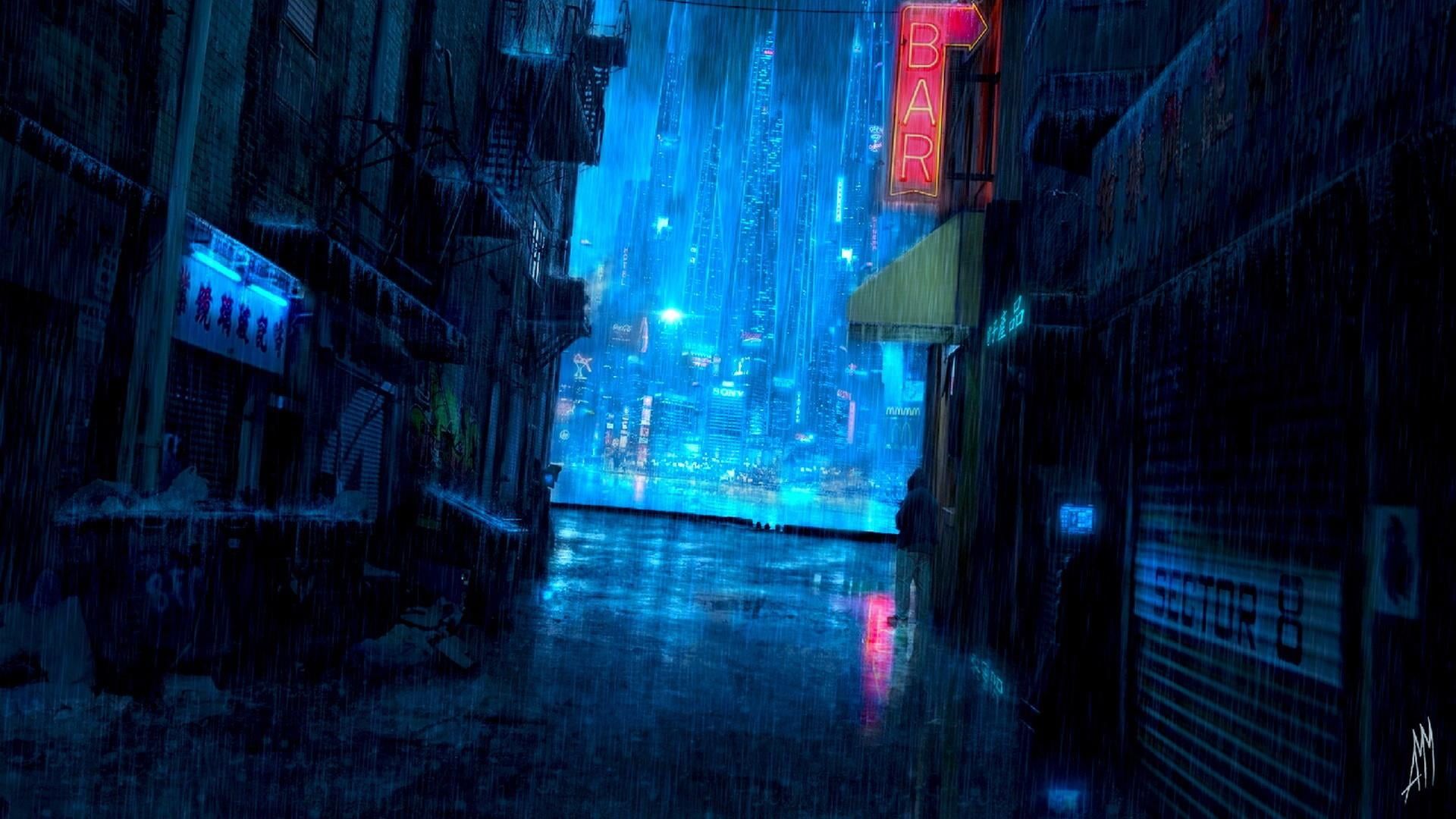 Anime City Lights At Night Aesthetic Wallpapers