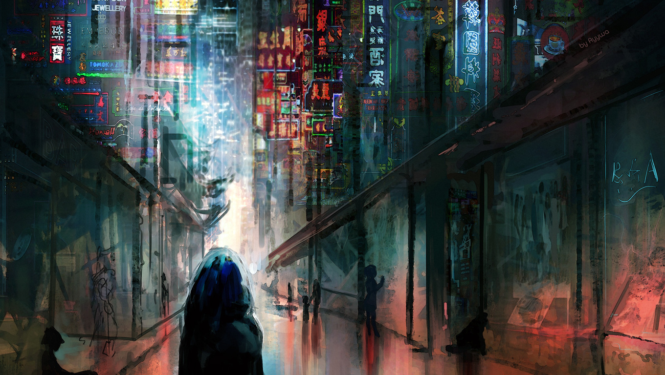 Anime City Lights At Night Aesthetic Wallpapers