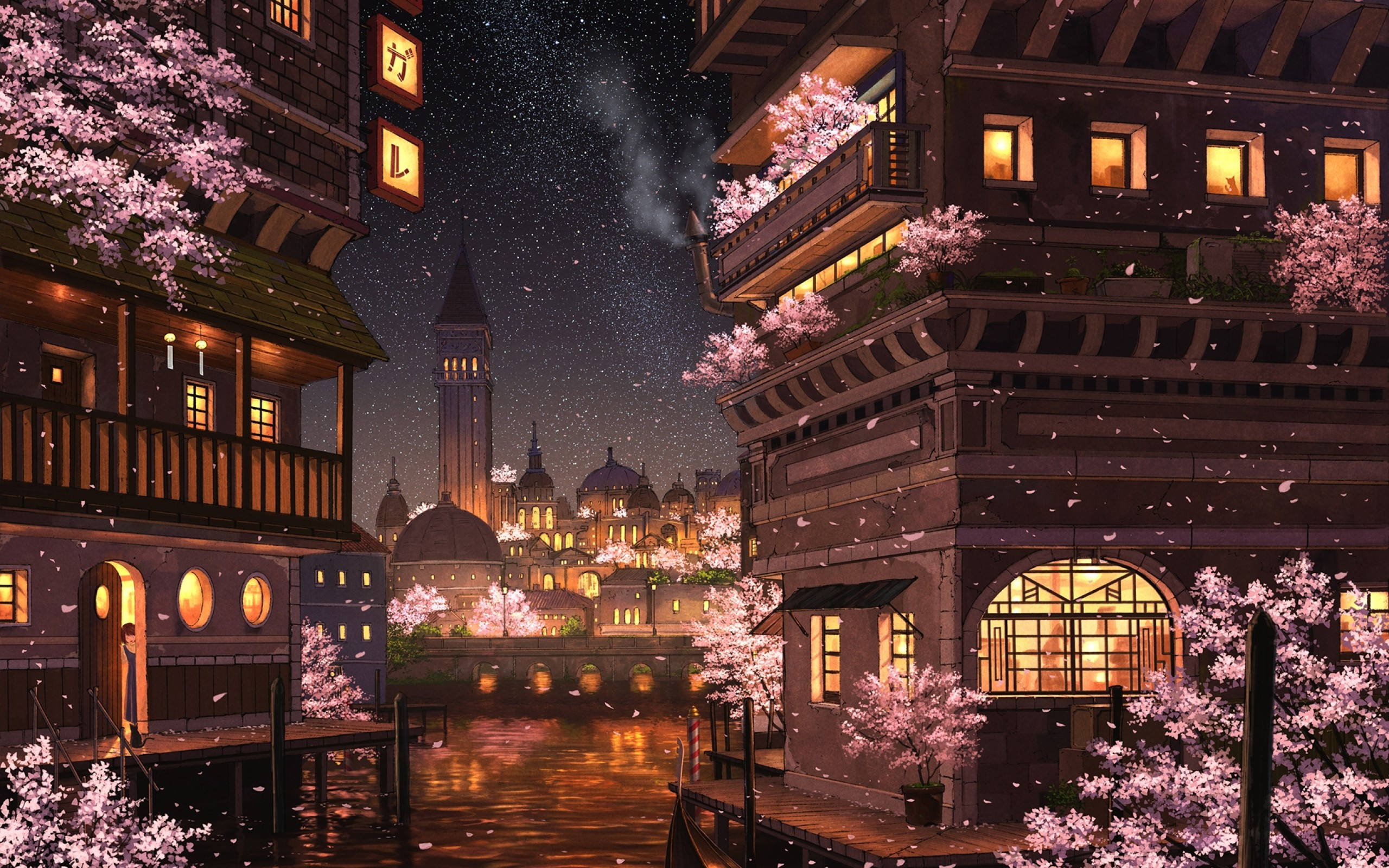 Anime City Lights At Night Aesthetic Wallpapers