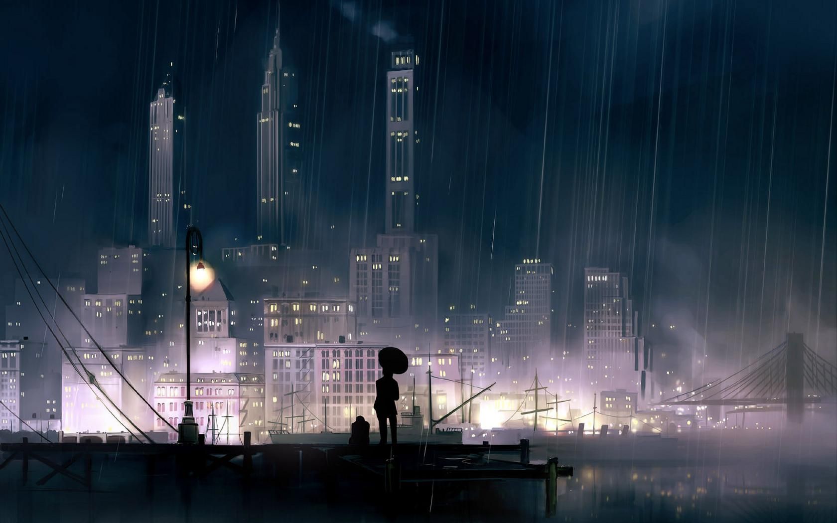 Anime City Rain Wallpapers