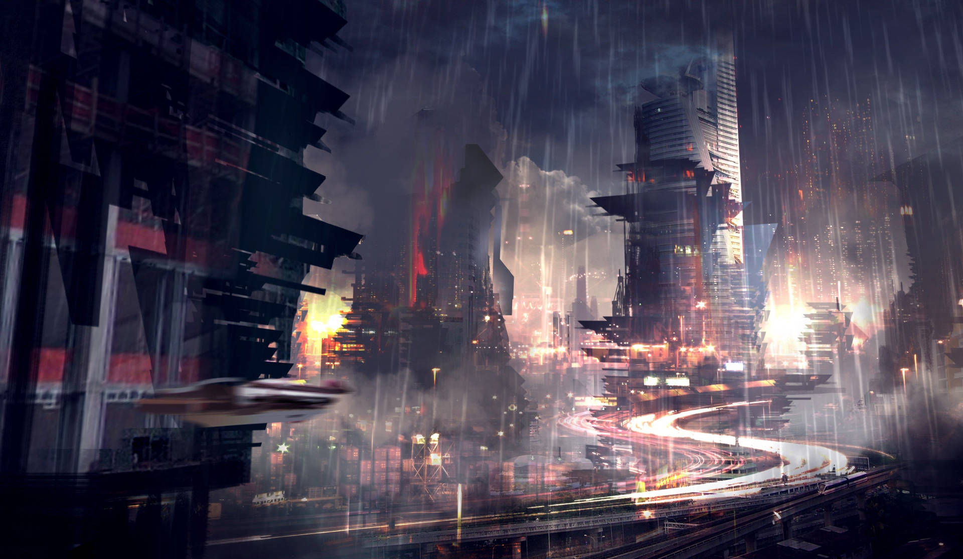 Anime City Rain Wallpapers