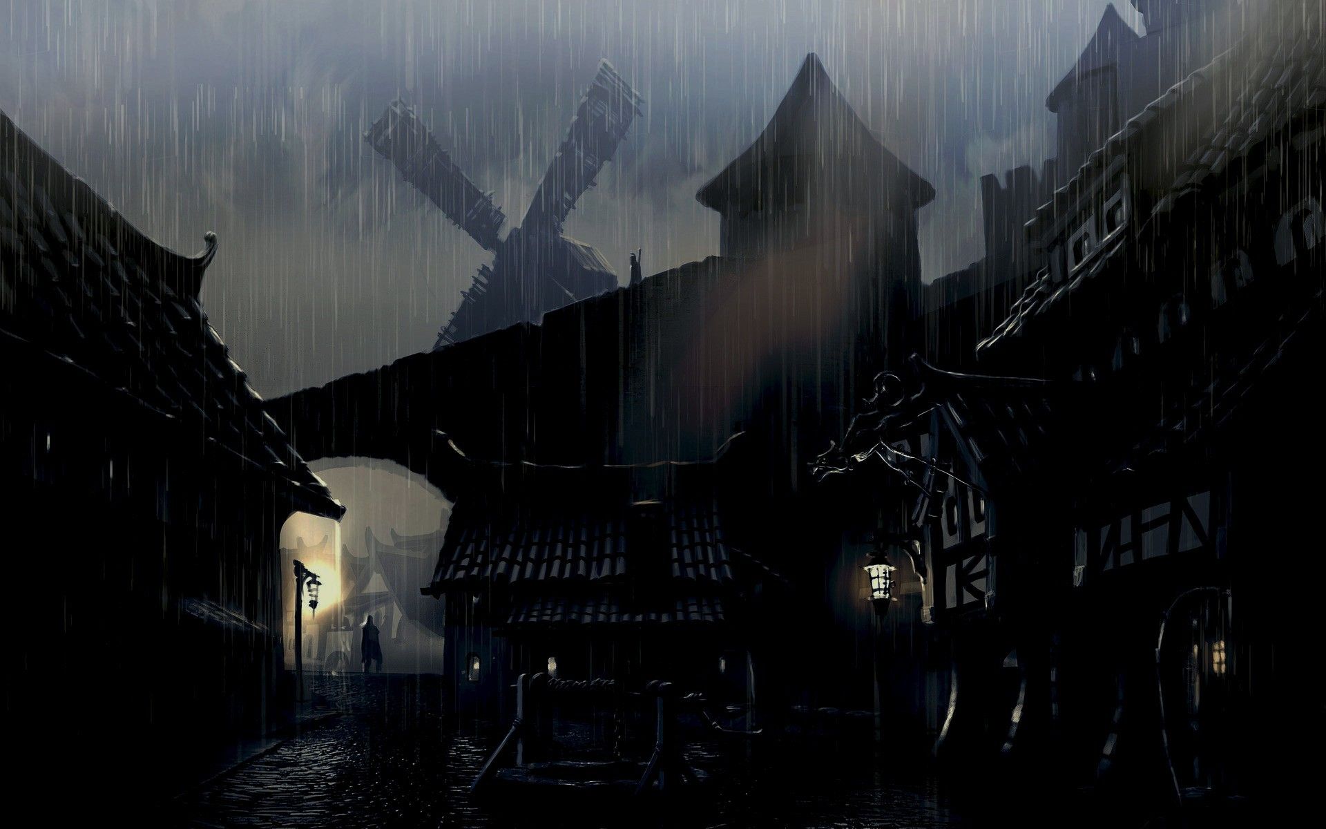 Anime City Rain Wallpapers