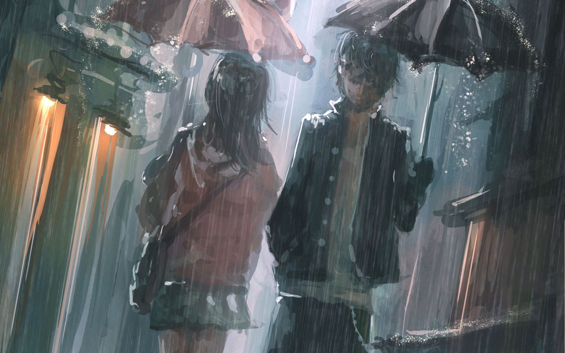 Anime Couple Rain Wallpapers