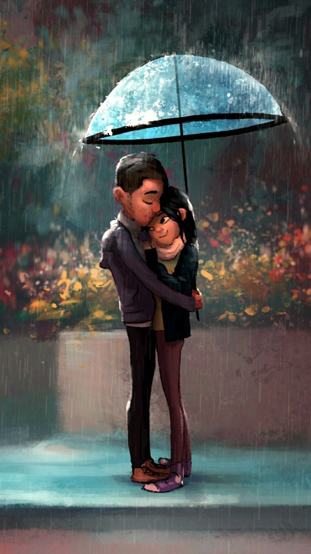 Anime Couple Rain Wallpapers