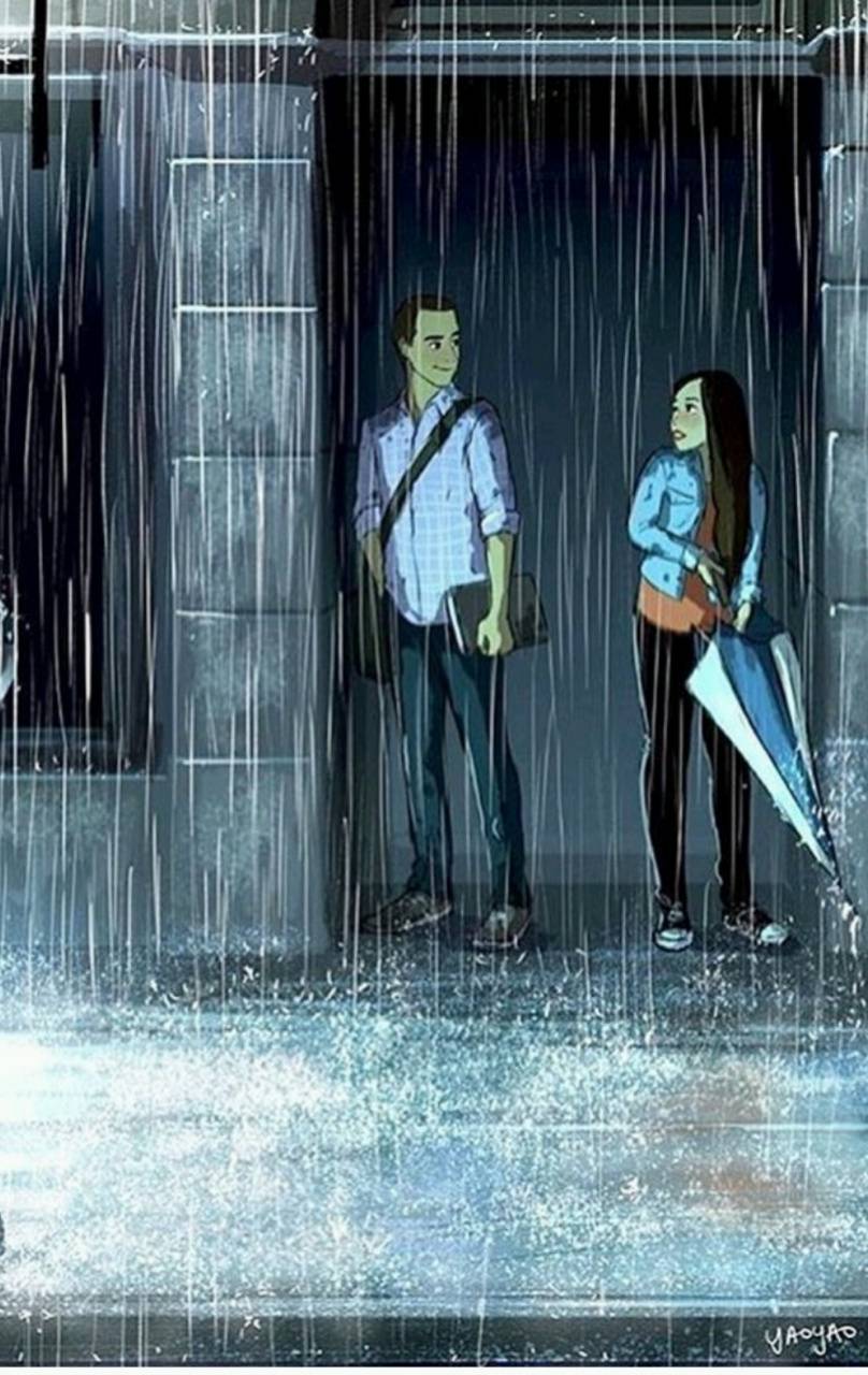 Anime Couple Rain Wallpapers