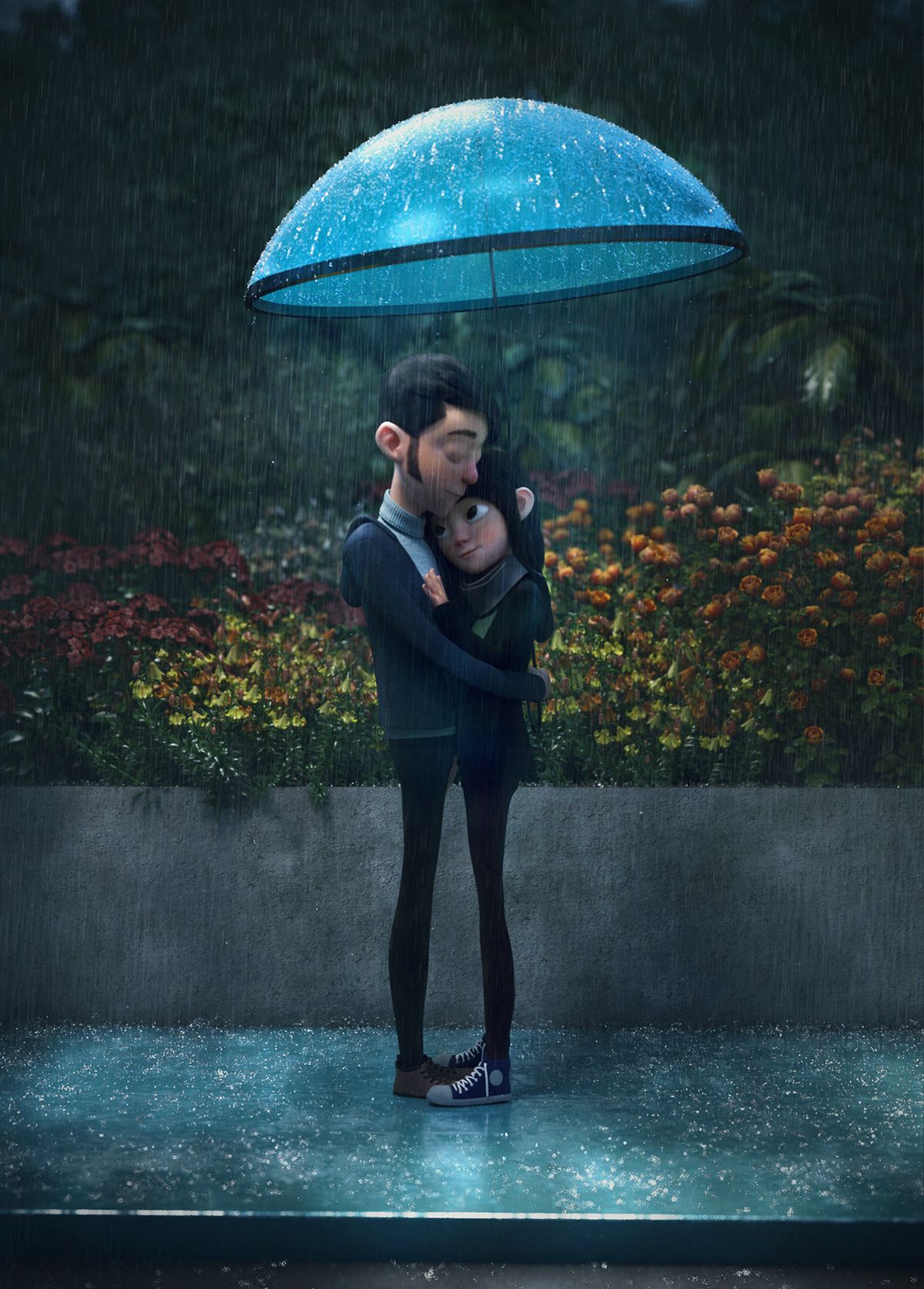 Anime Couple Rain Wallpapers