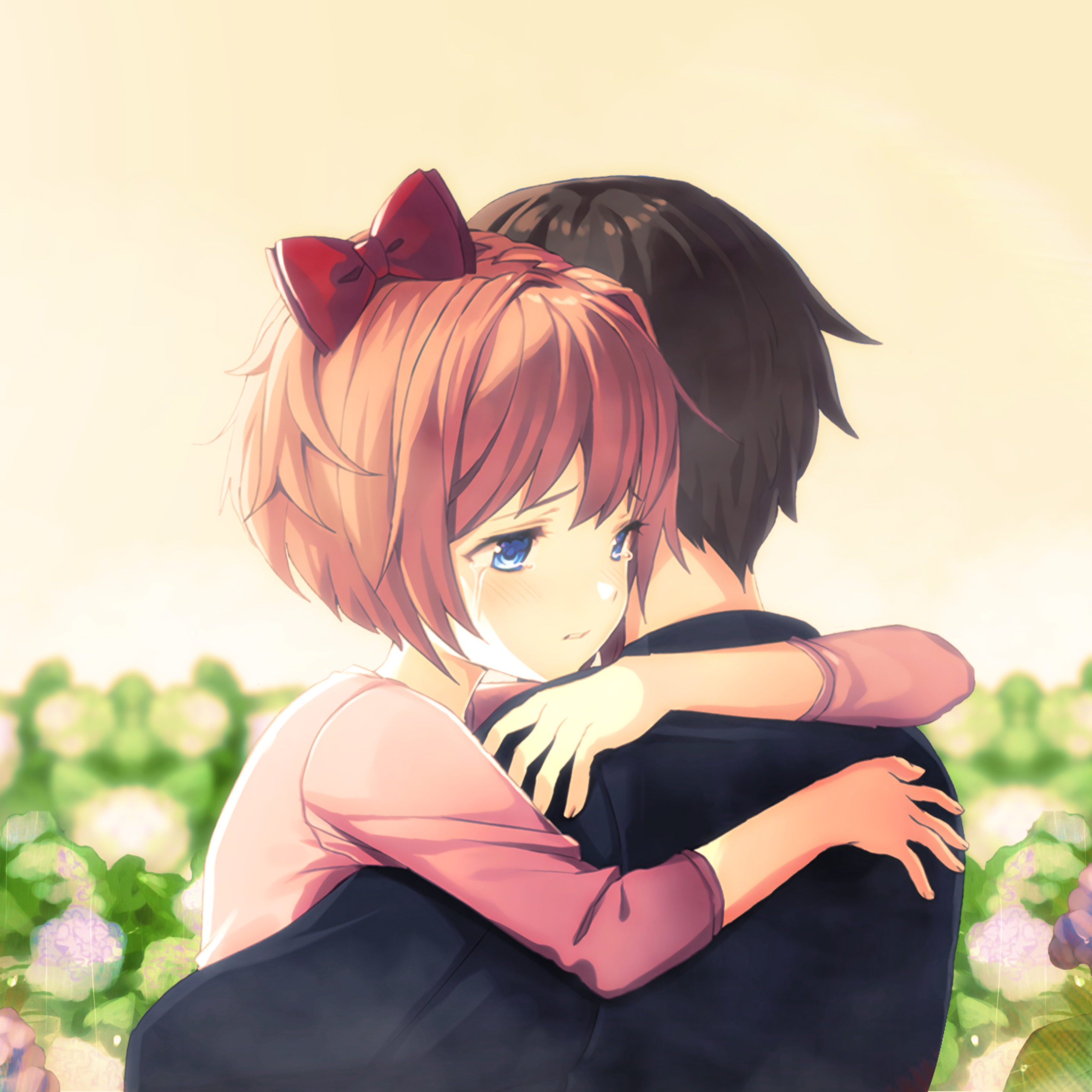 Anime Couple Sad Hug Wallpapers