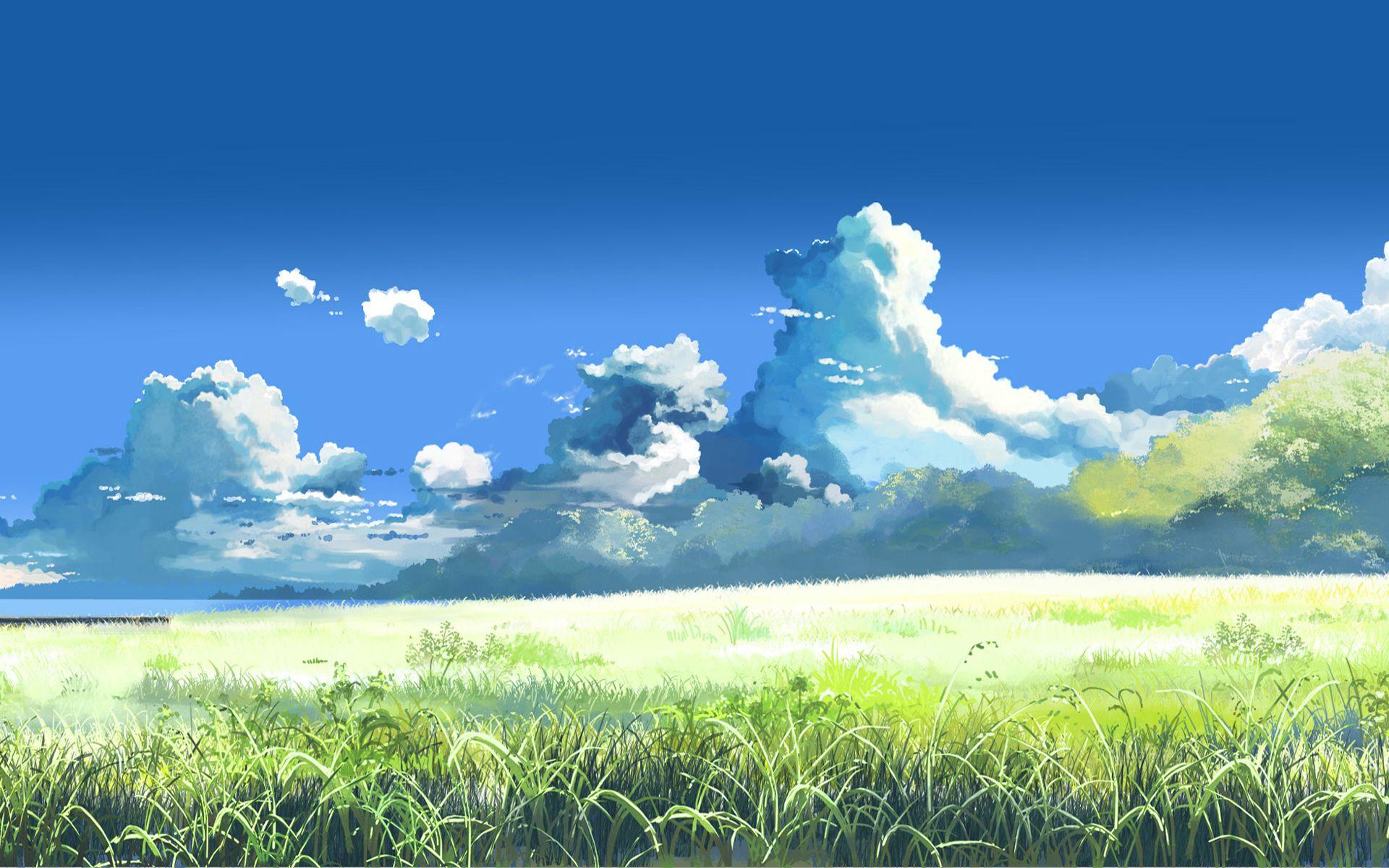 Anime Flower Field Scenery Wallpapers