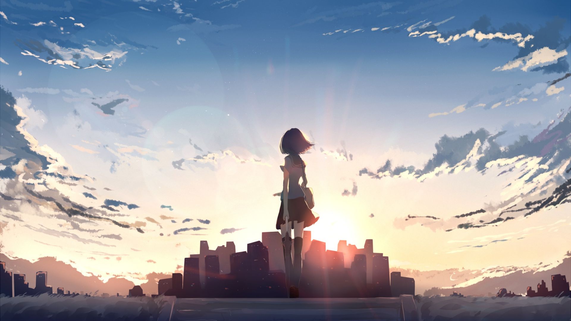 Anime Girl Alone Standing Wallpapers