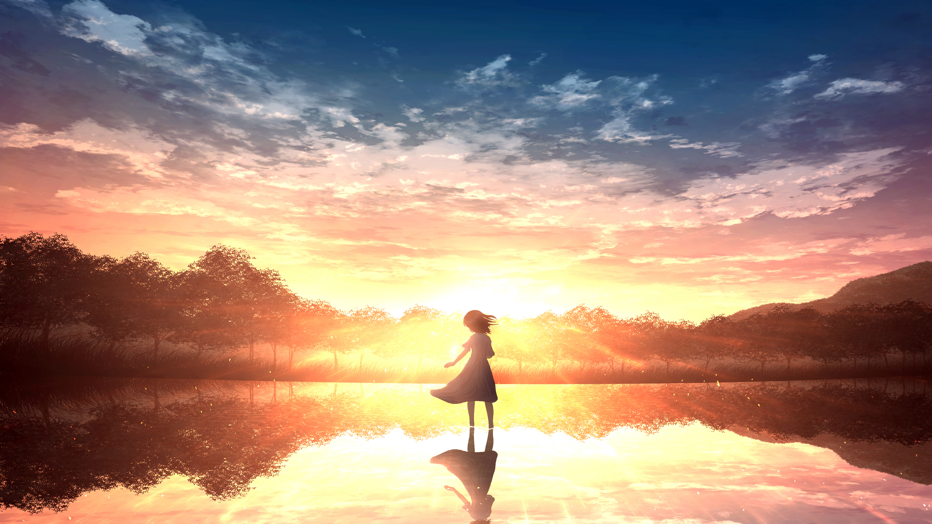 Anime Girl Alone Standing Wallpapers