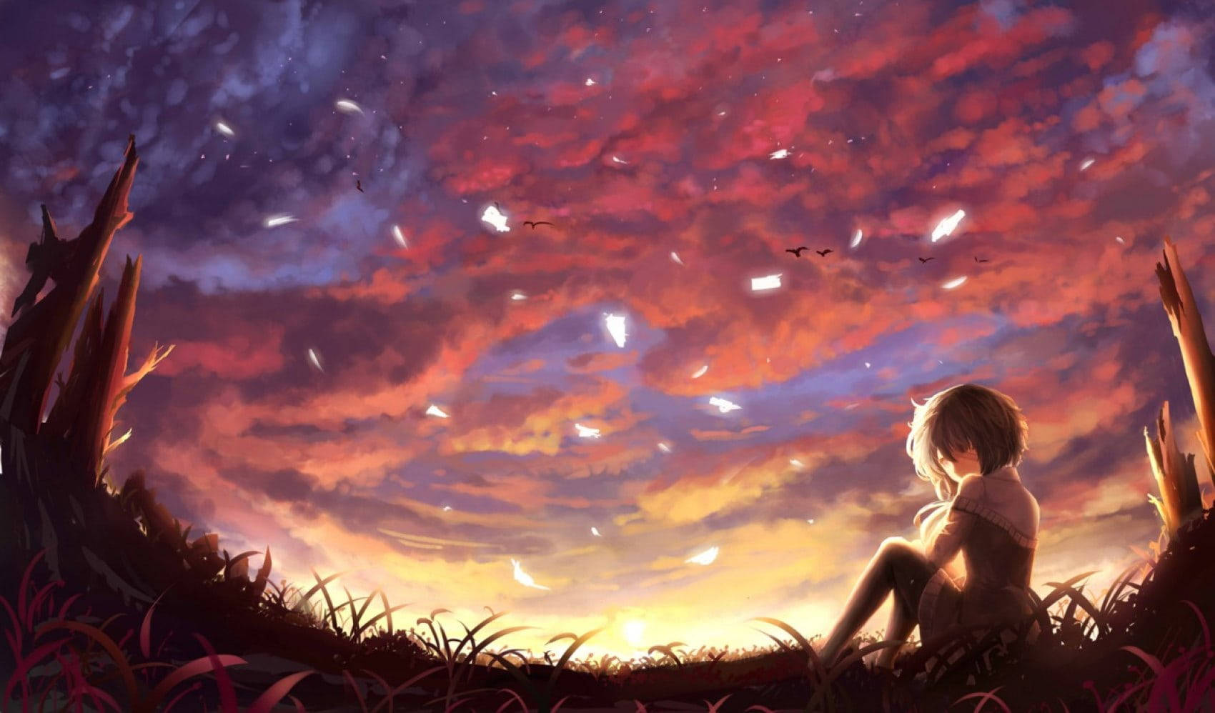 Anime Girl And Night Stars Wallpapers