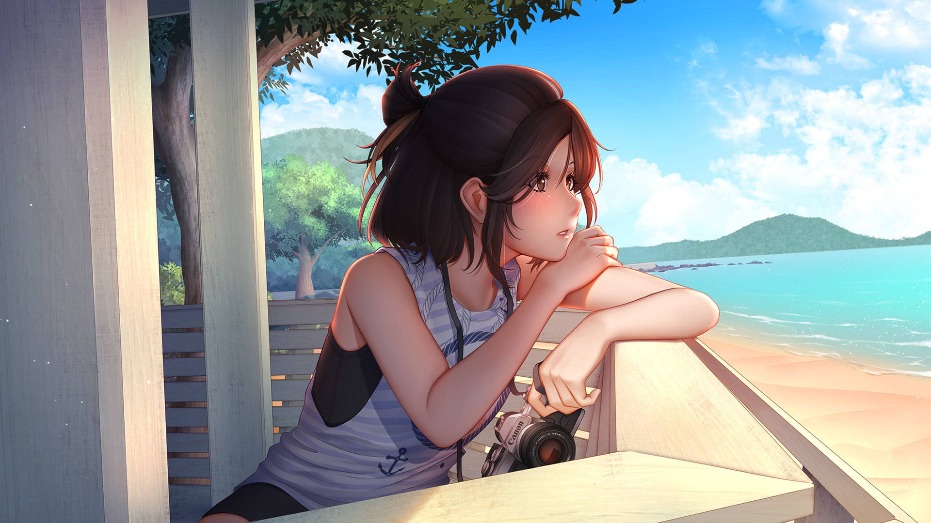 Anime Girl At The Seaside Wallpapers