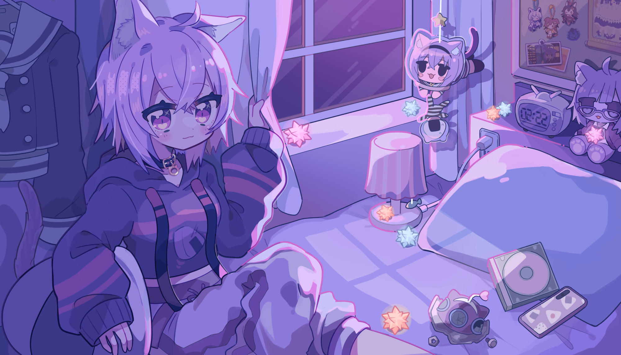 Anime Girl Cat Hoodie Wallpapers