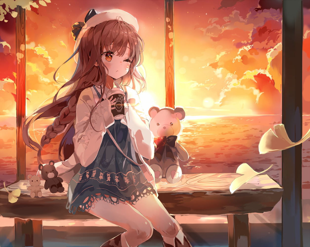 Anime Girl Drink Coffee Wallpapers