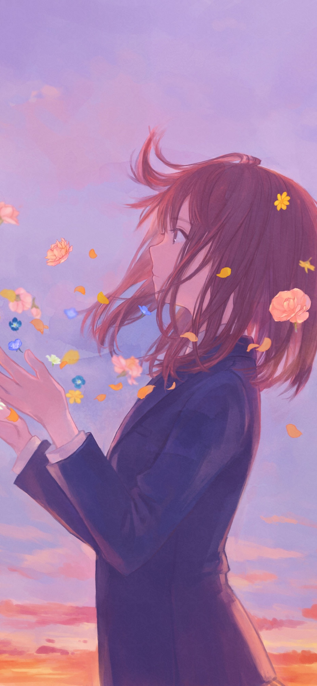 Anime Girl Flowers Wallpapers