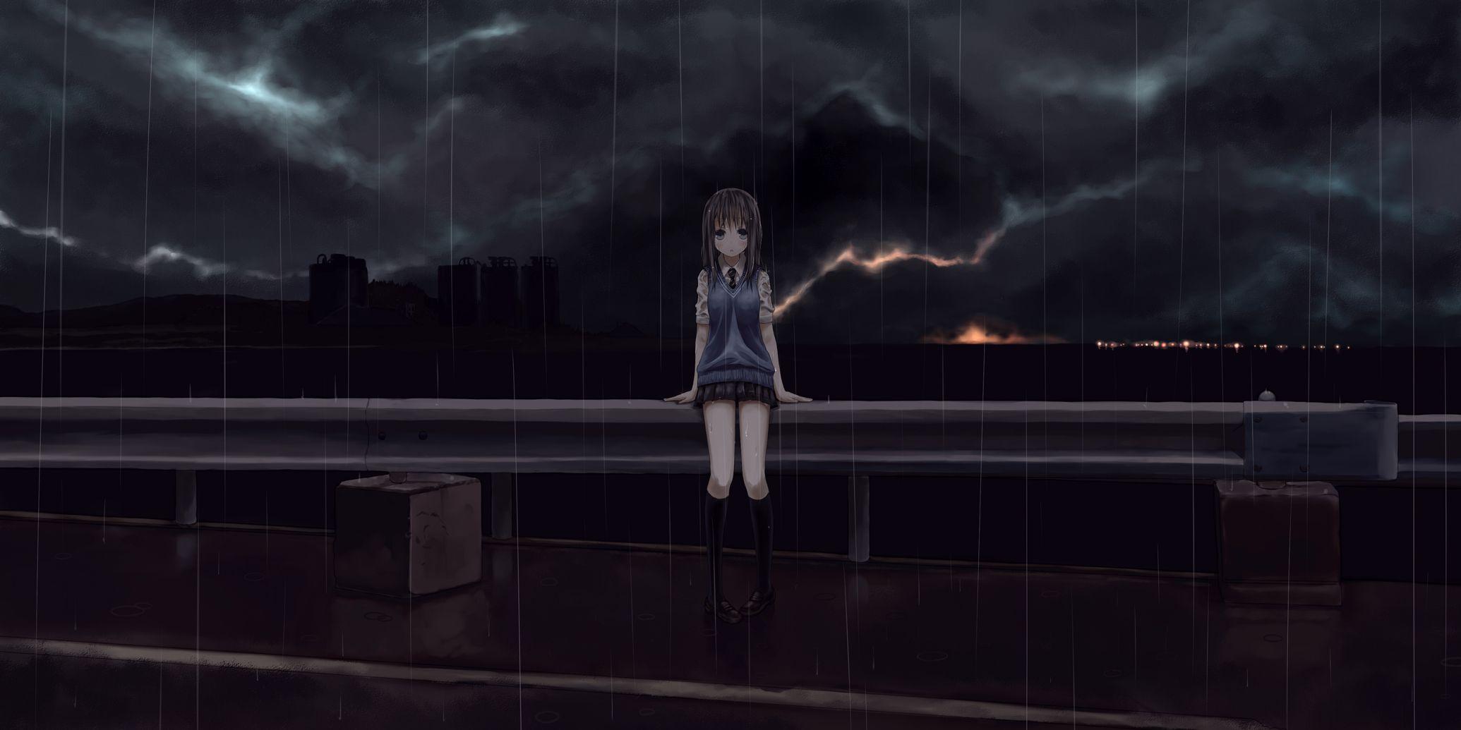 Anime Girl In Rain Wallpapers