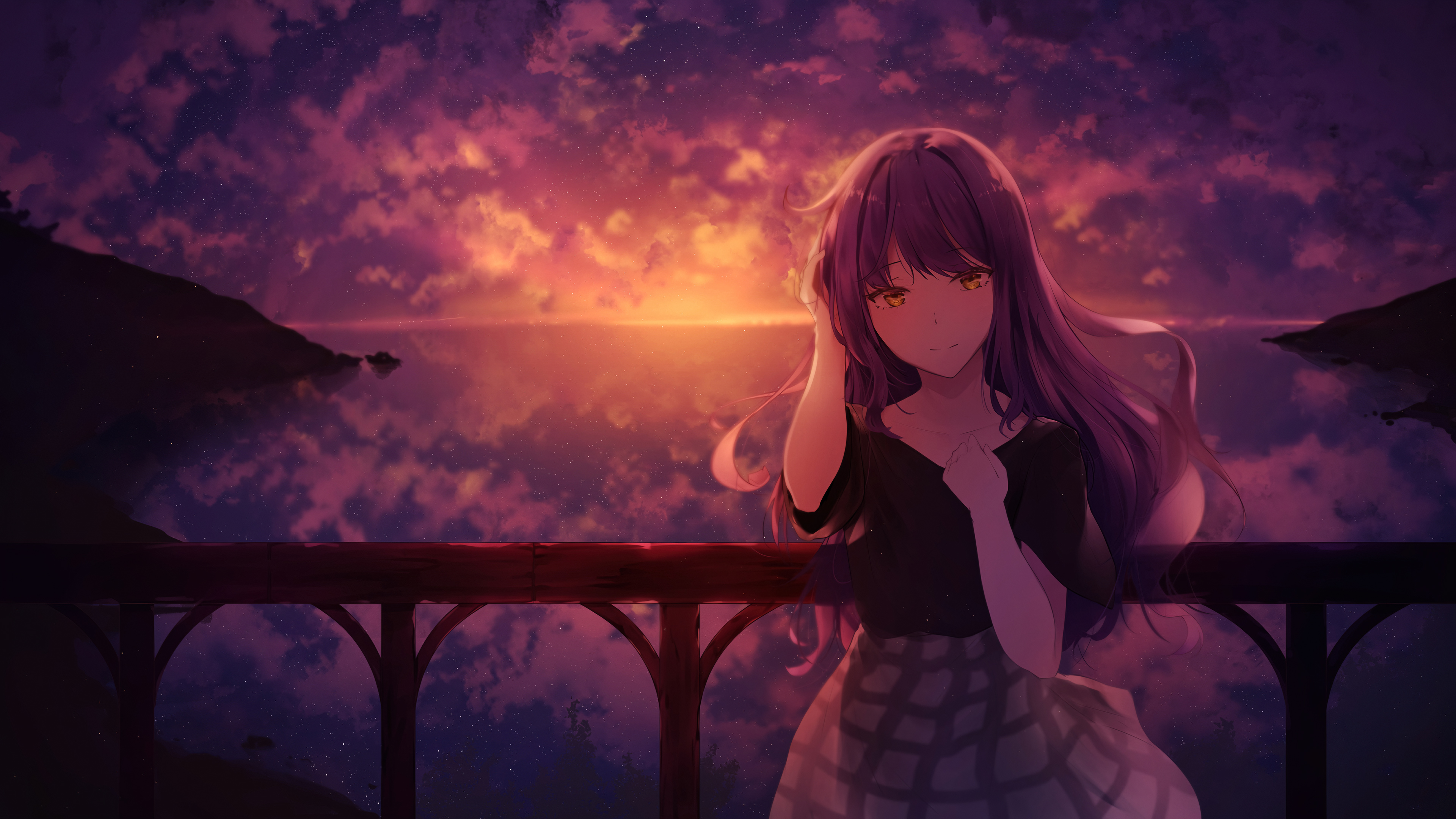 Anime Girl In Sunset Wallpapers