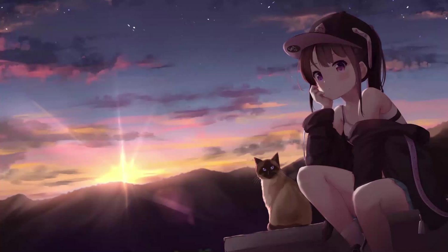 Anime Girl In Sunset Wallpapers