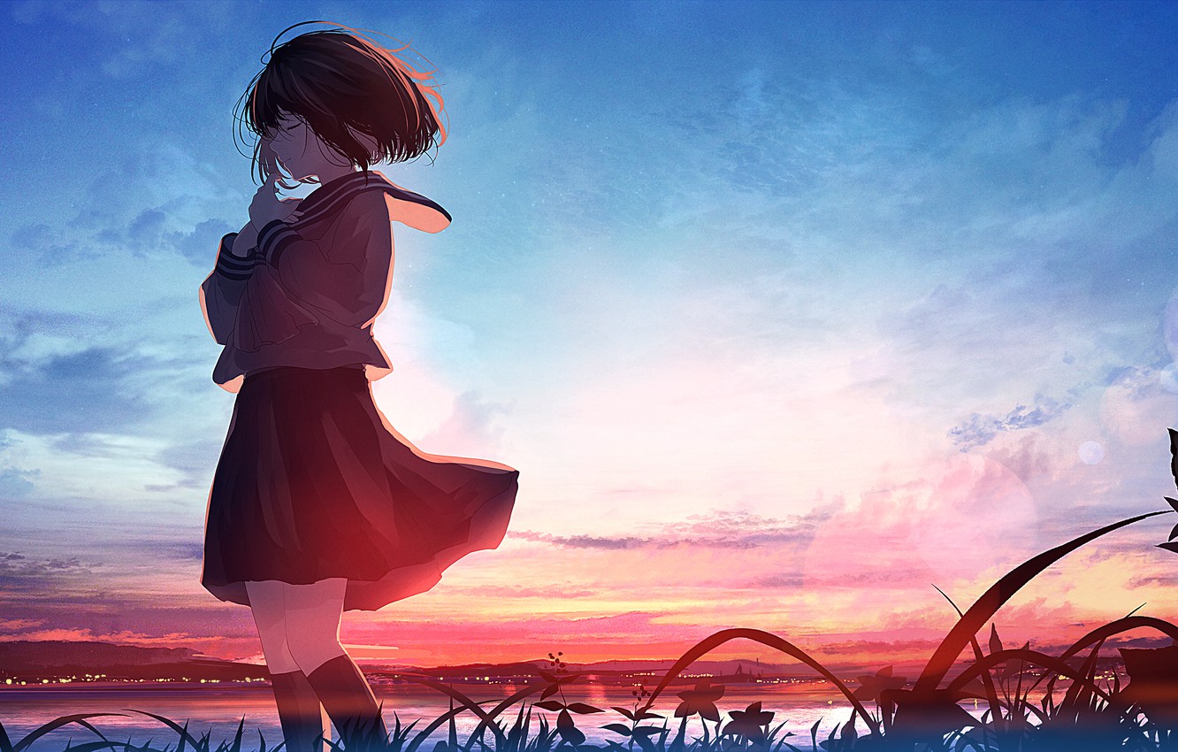 Anime Girl In Sunset Wallpapers