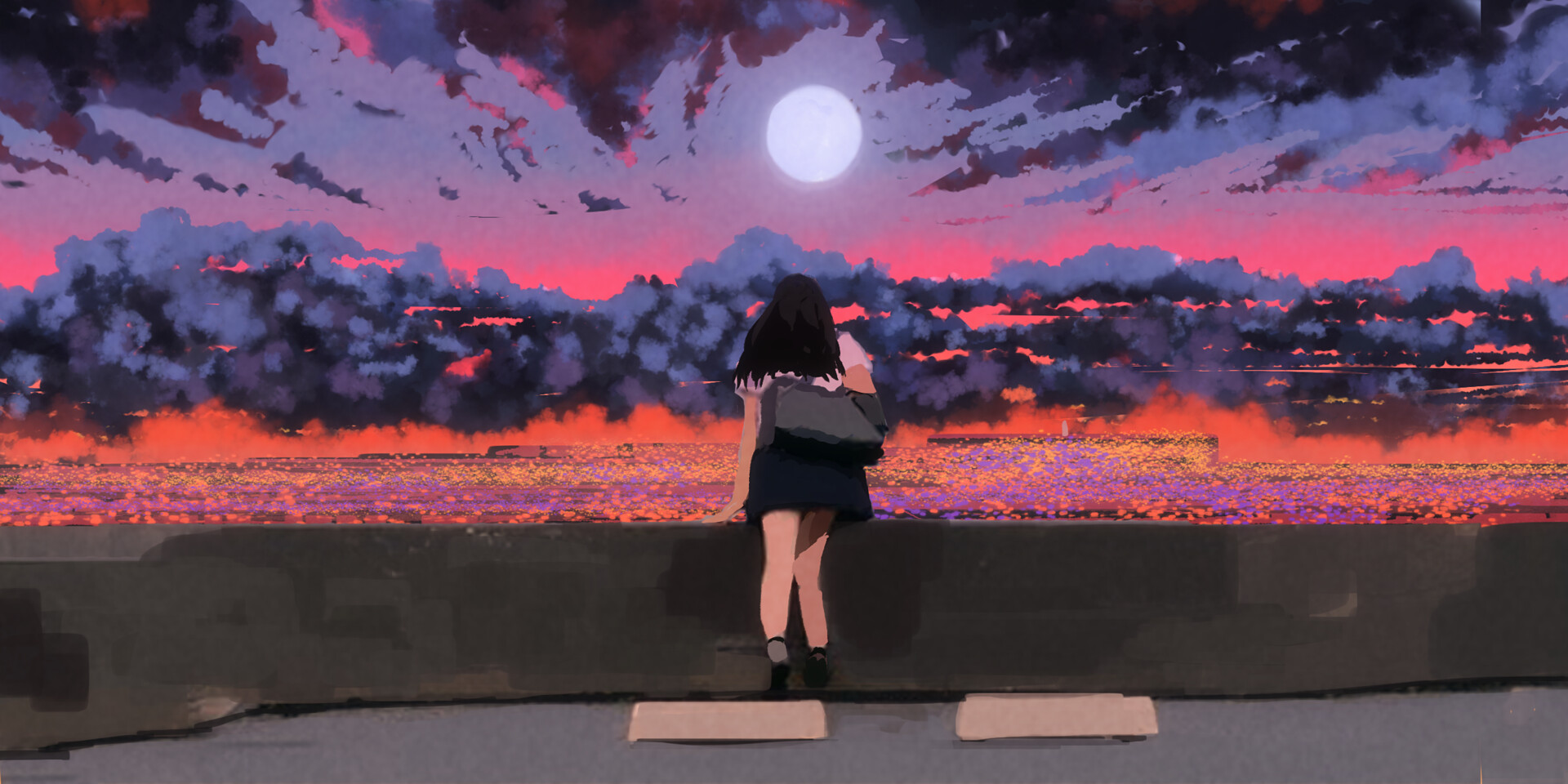 Anime Girl In Sunset Wallpapers