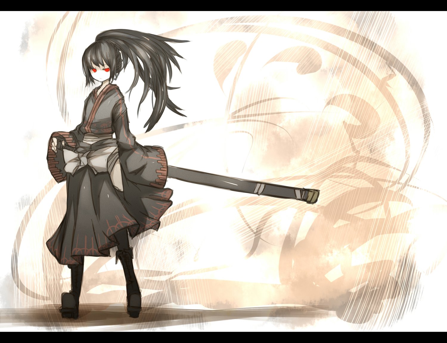 Anime Girl Kimono And Weapon Wallpapers