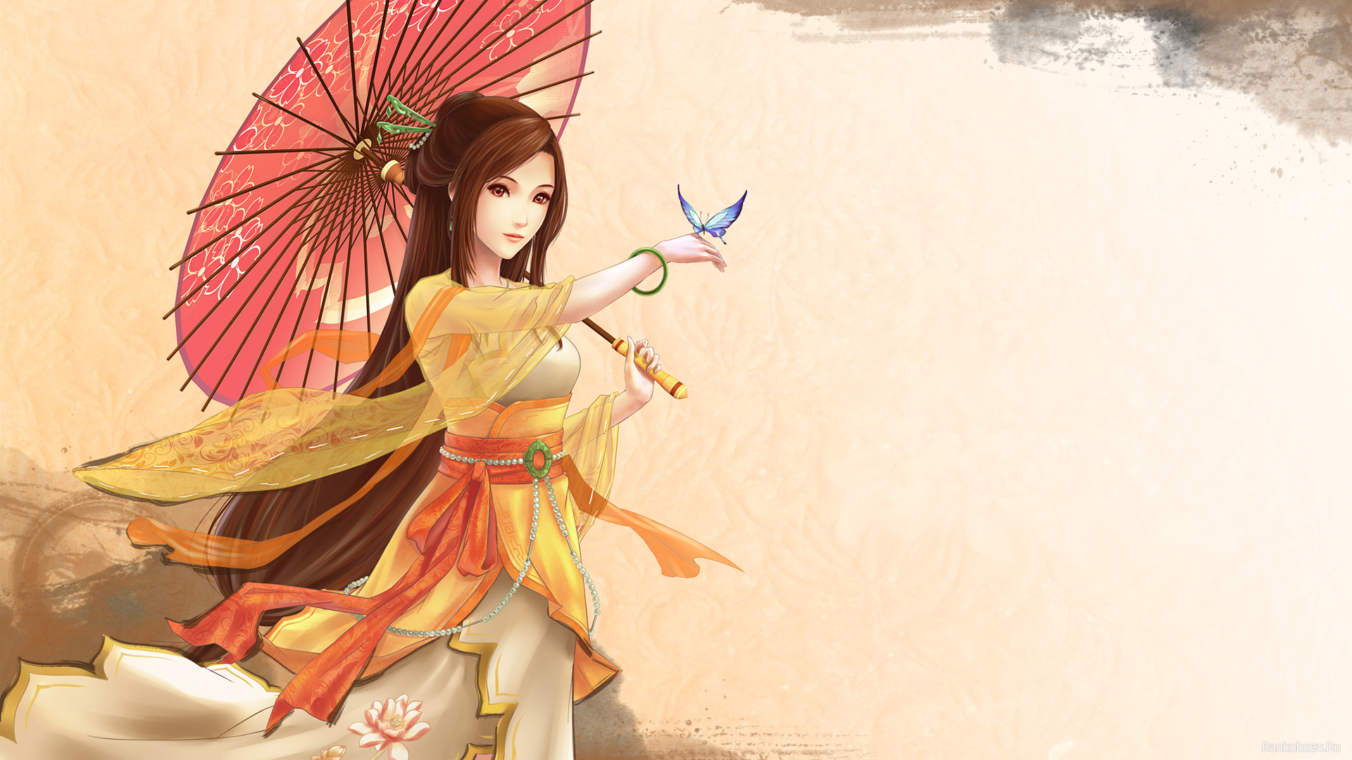 Anime Girl Kimono And Weapon Wallpapers