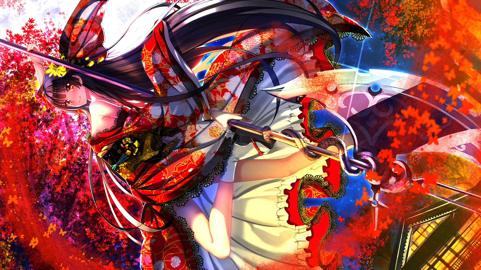 Anime Girl Kimono And Weapon Wallpapers