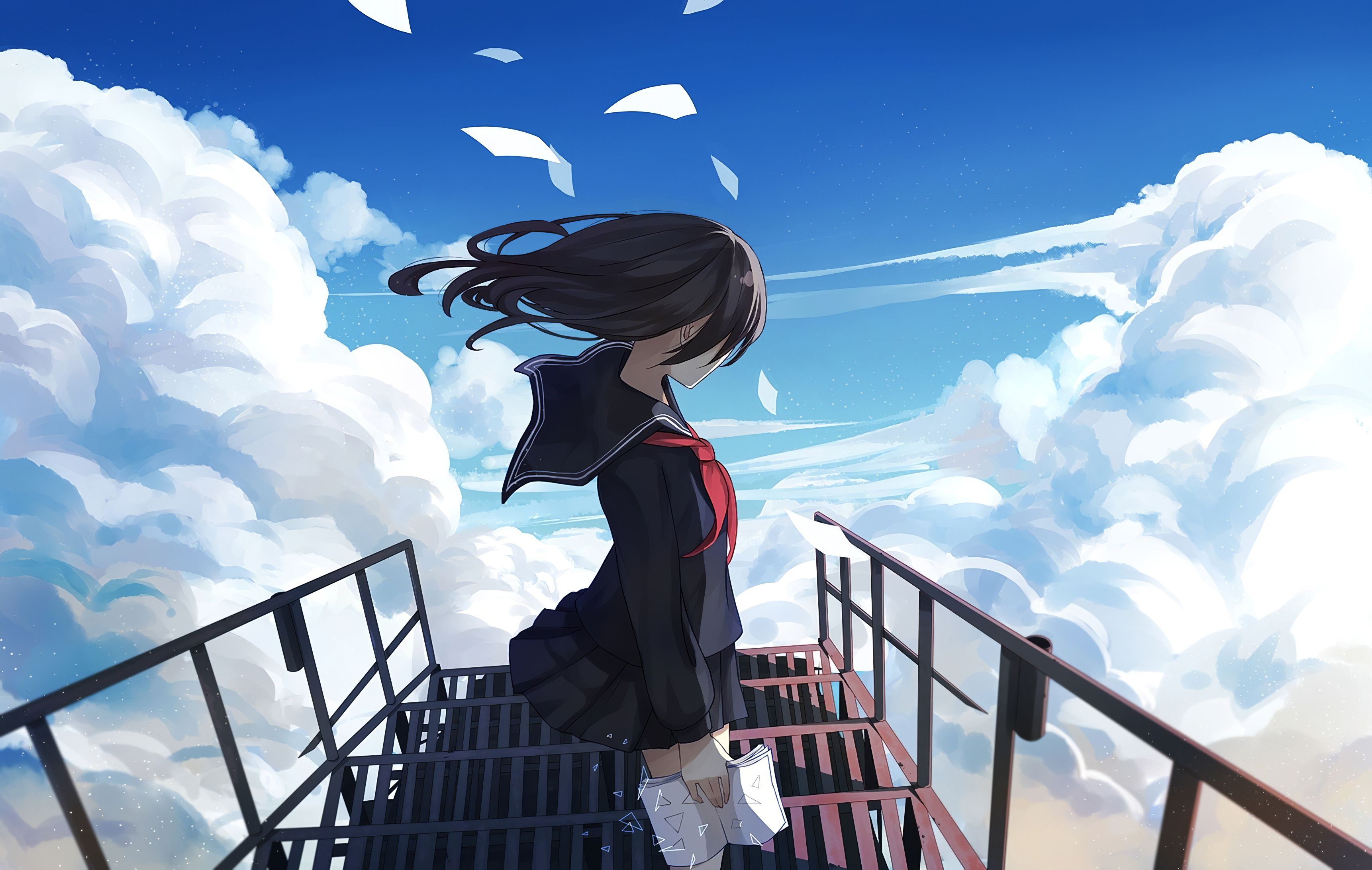 Anime Girl Looking At Sky Wallpapers