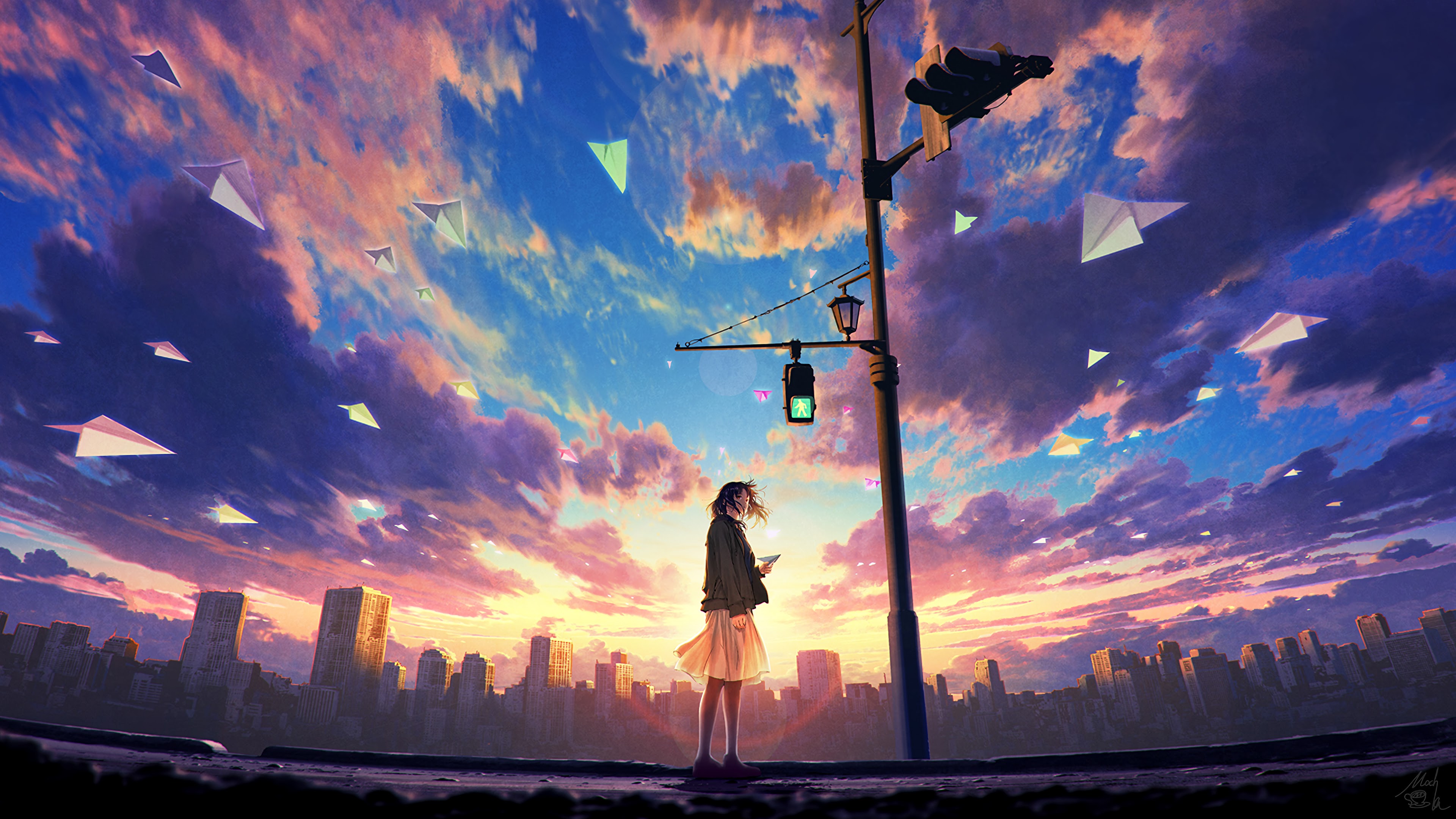 Anime Girl Looking At Sky Wallpapers