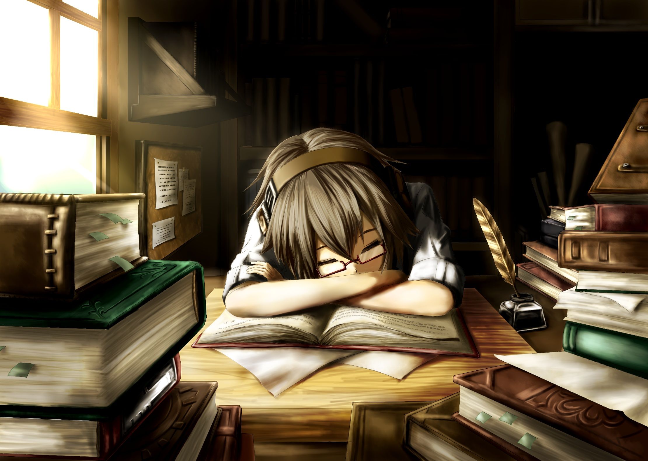 Anime Girl Reading Books Wallpapers