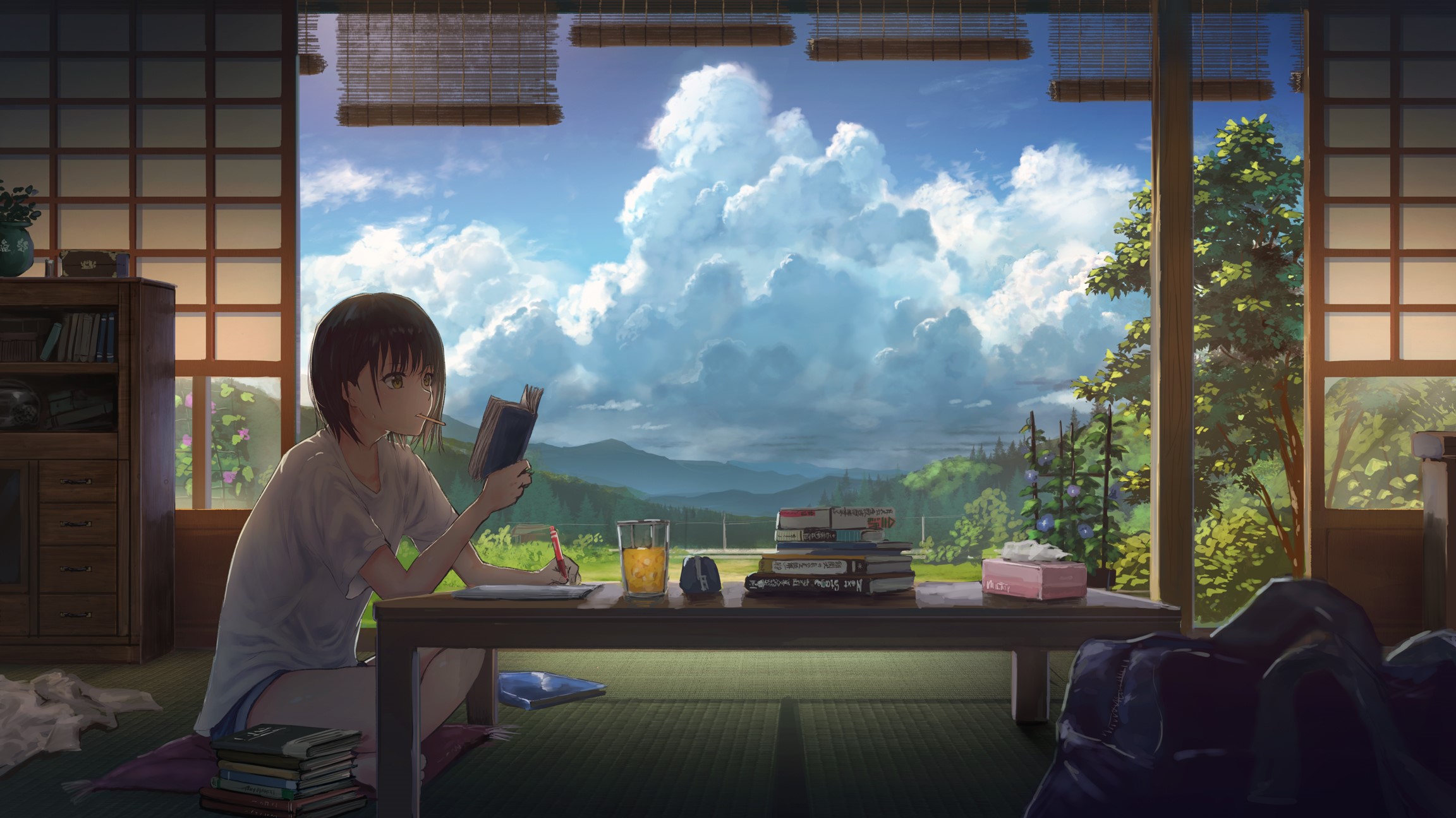 Anime Girl Reading Books Wallpapers