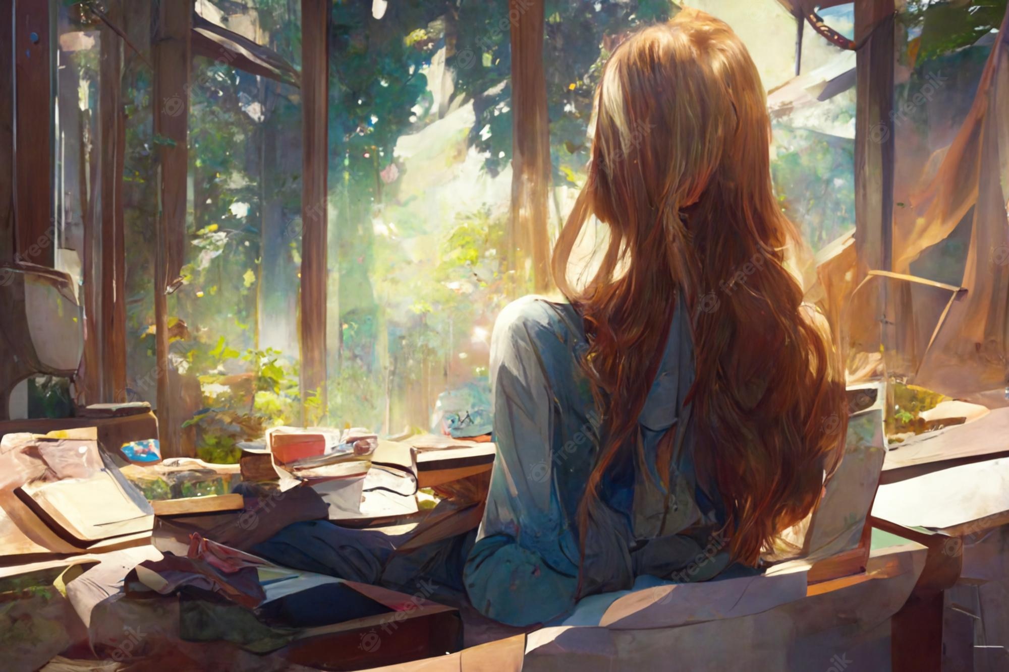 Anime Girl Reading Books Wallpapers