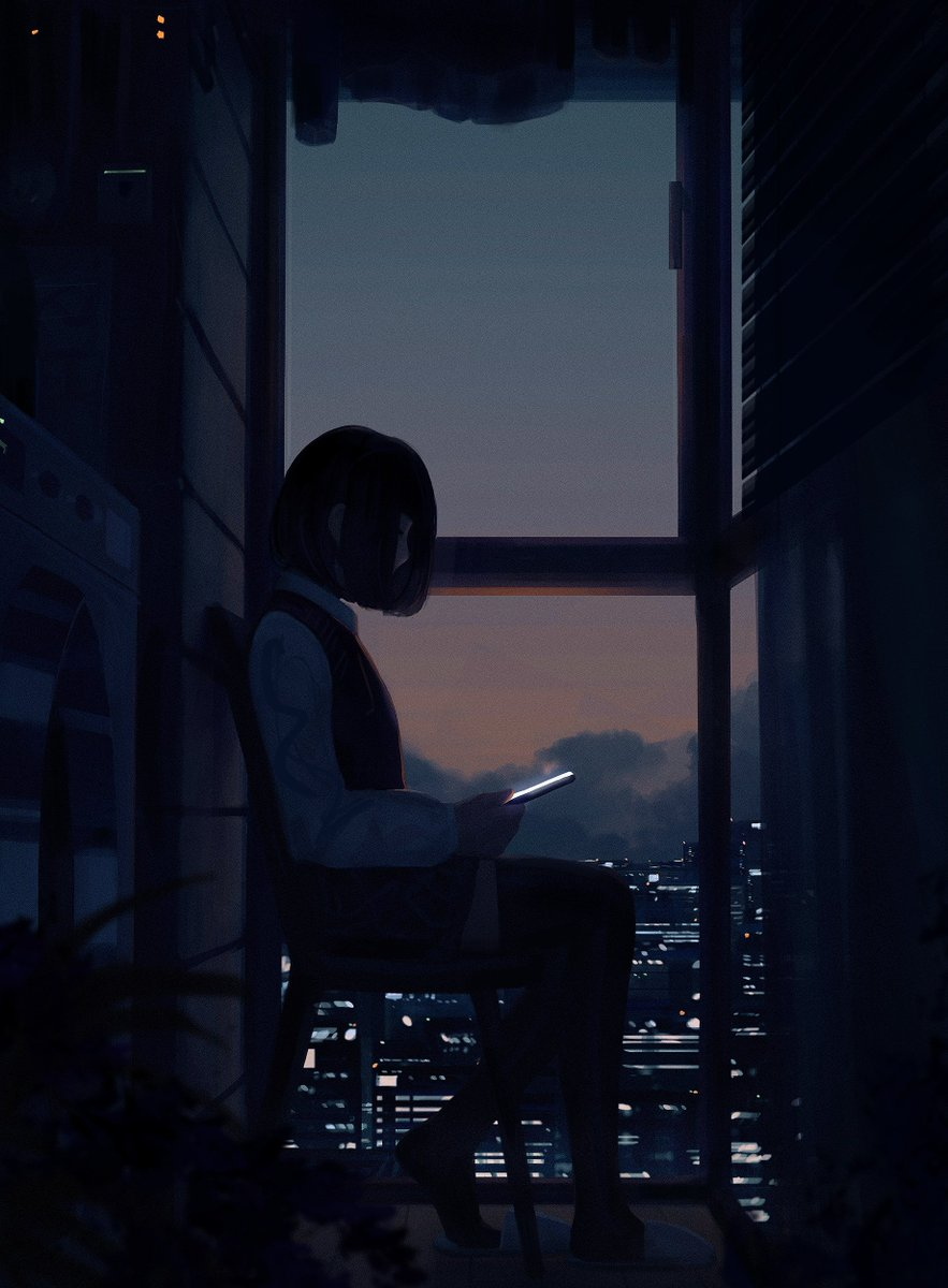 Anime Girl Sitting Alone Wallpapers