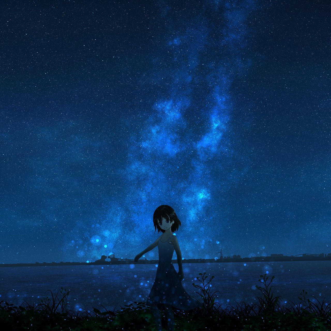 Anime Girl Staring At Night Sky Wallpapers