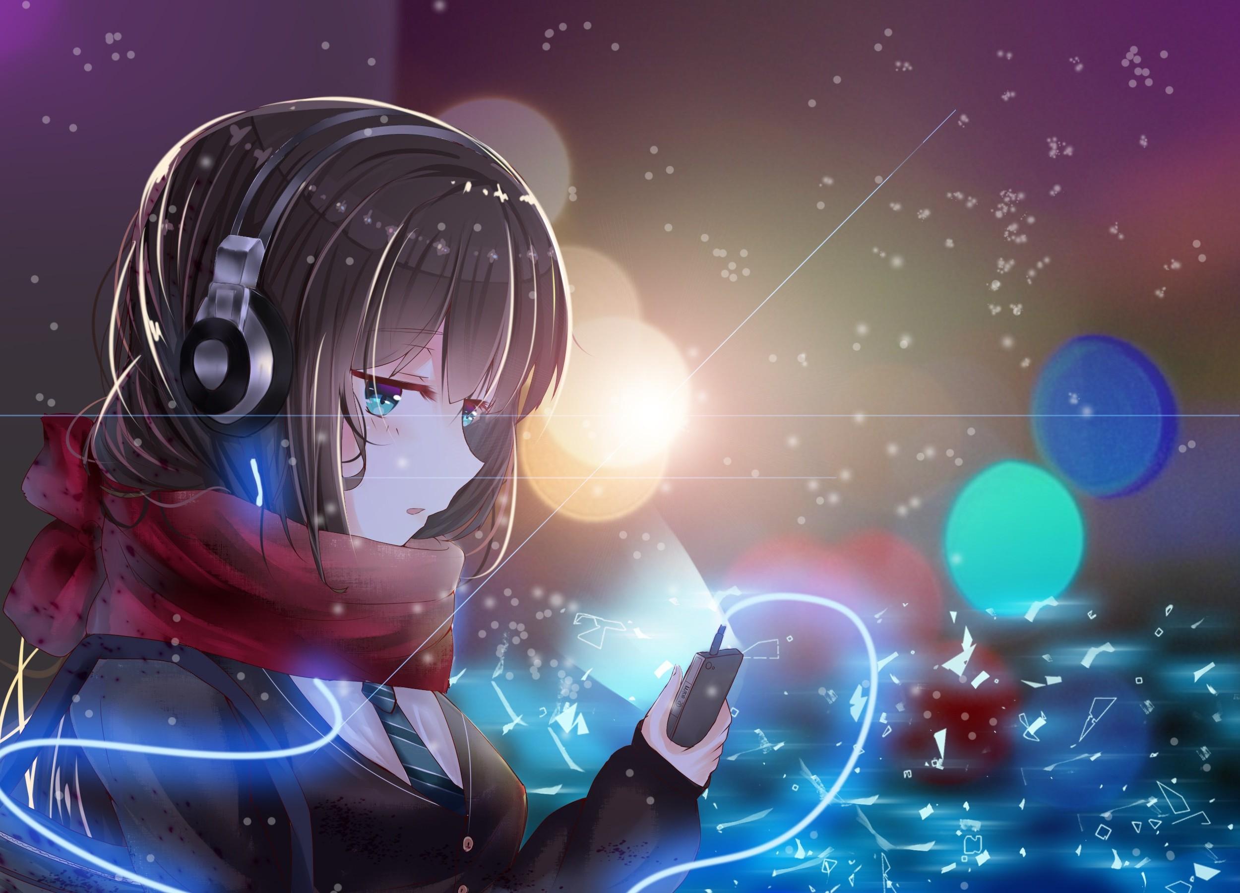 Anime Girl With Headphones Wallpapers