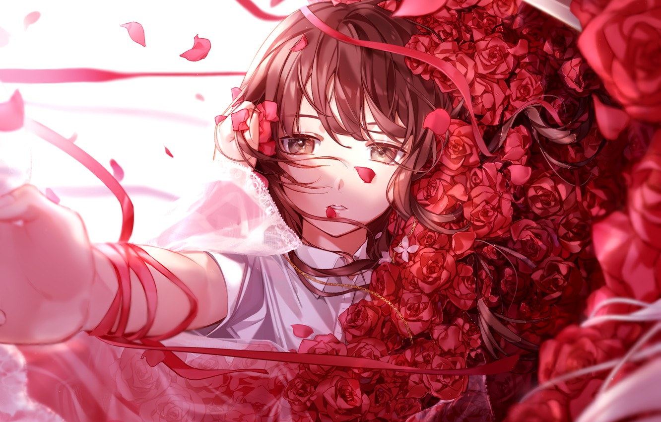 Anime Girl With Rose Wallpapers