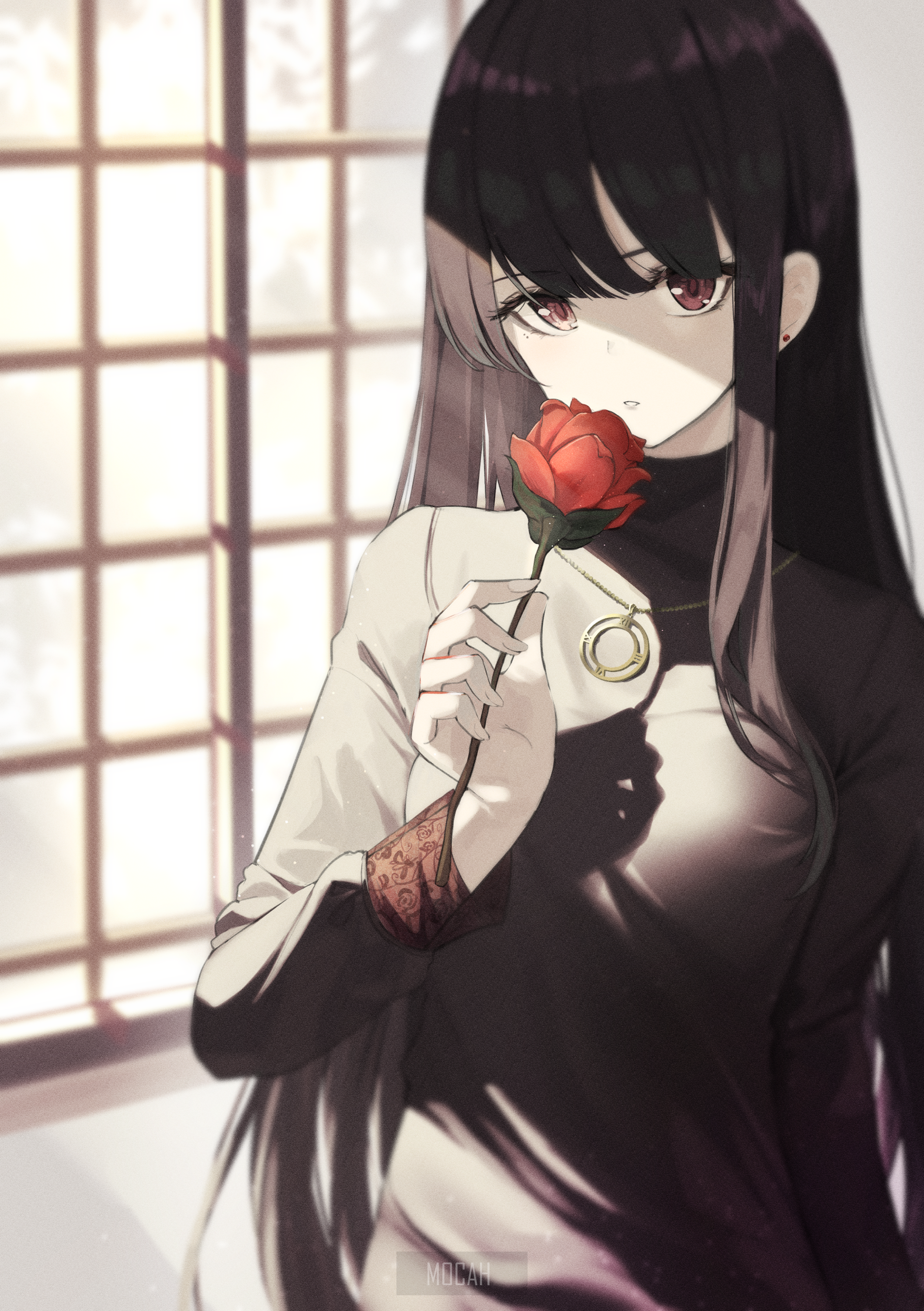 Anime Girl With Rose Wallpapers