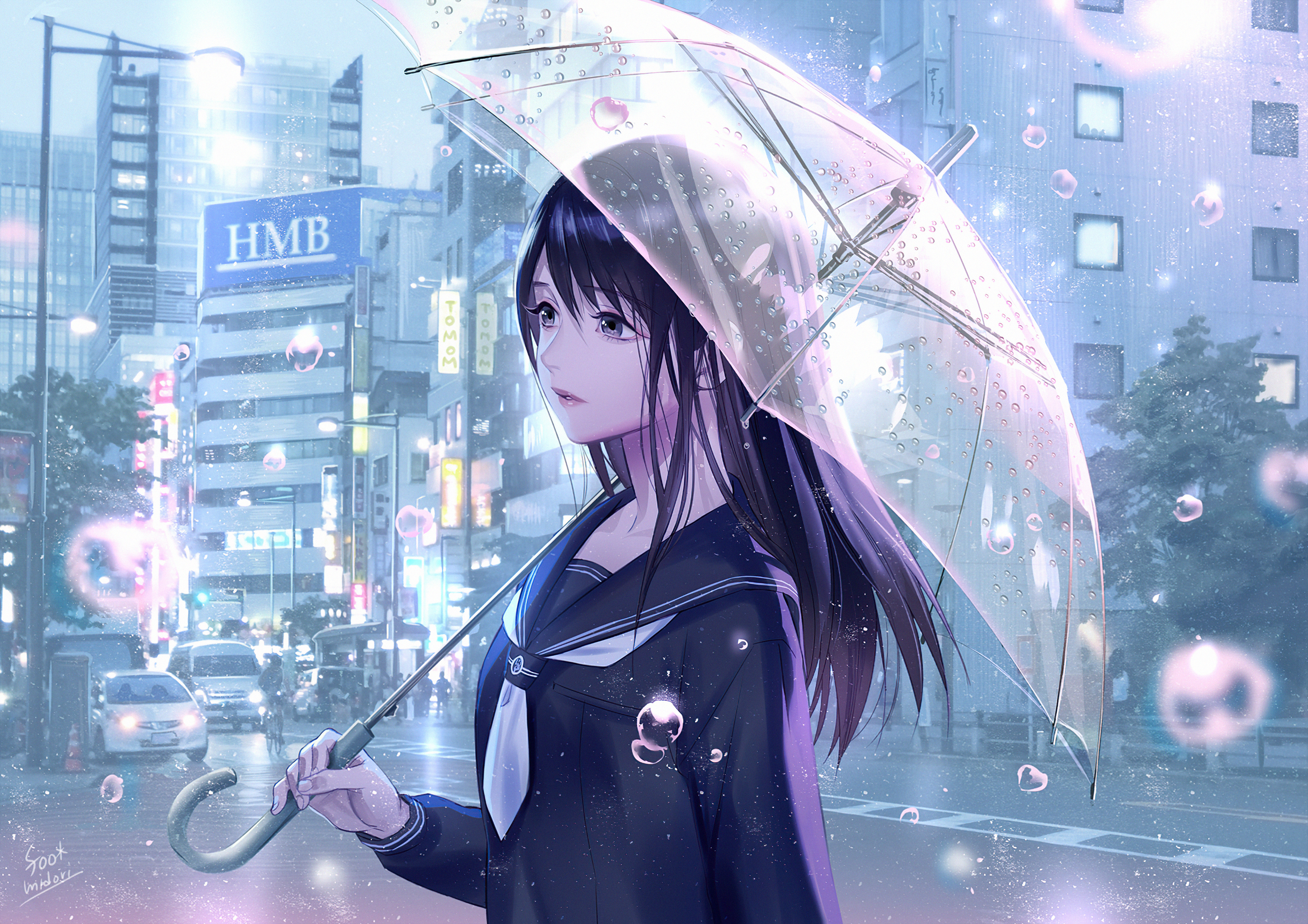 Anime Girl With Umbrella In Rain Wallpapers