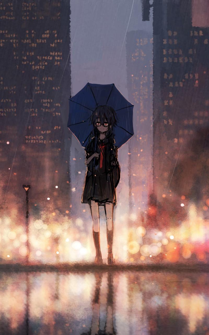 Anime Girl With Umbrella In Rain Wallpapers